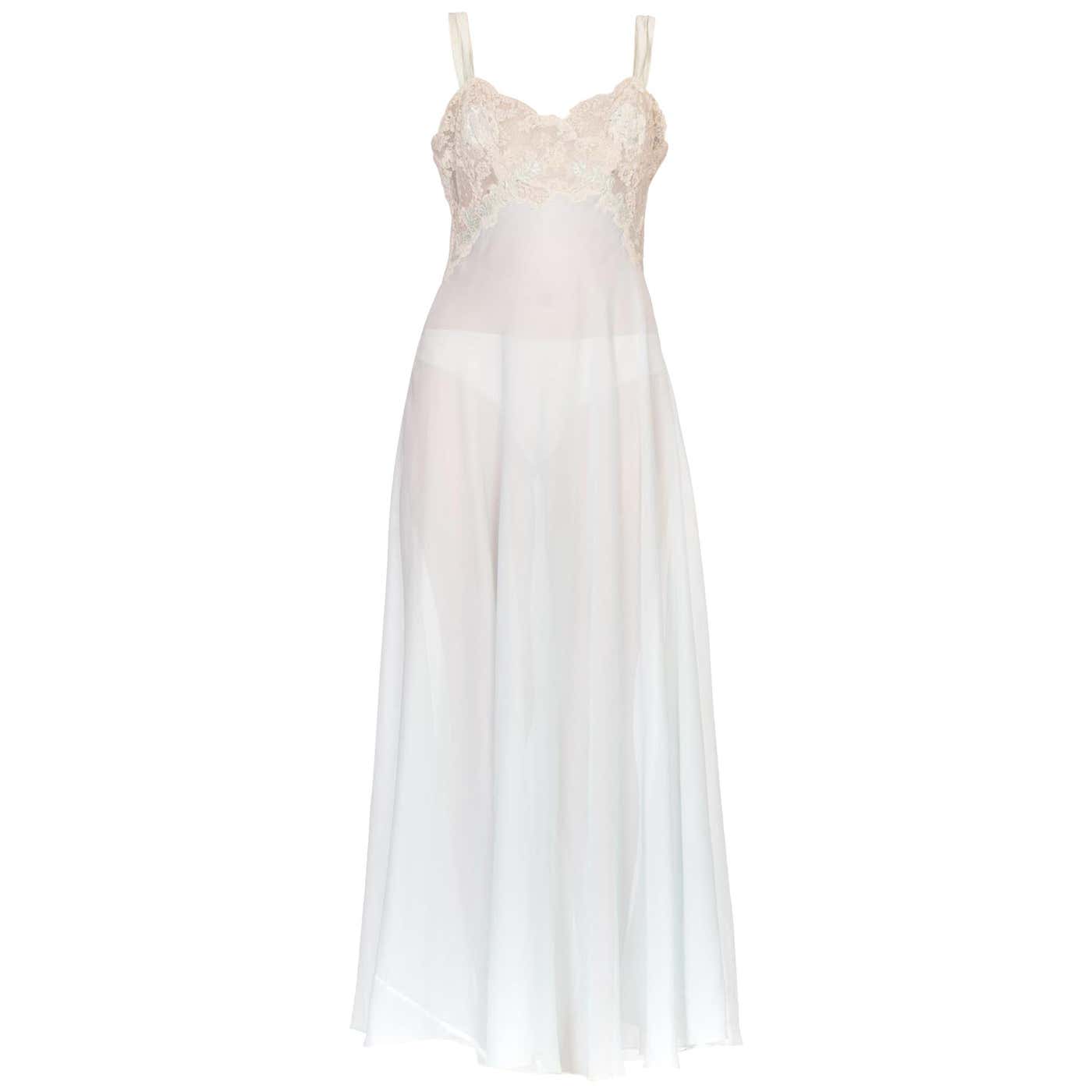 1950's Nylon and Lace Lingerie Slip Dress With Silk Applique at 1stDibs ...