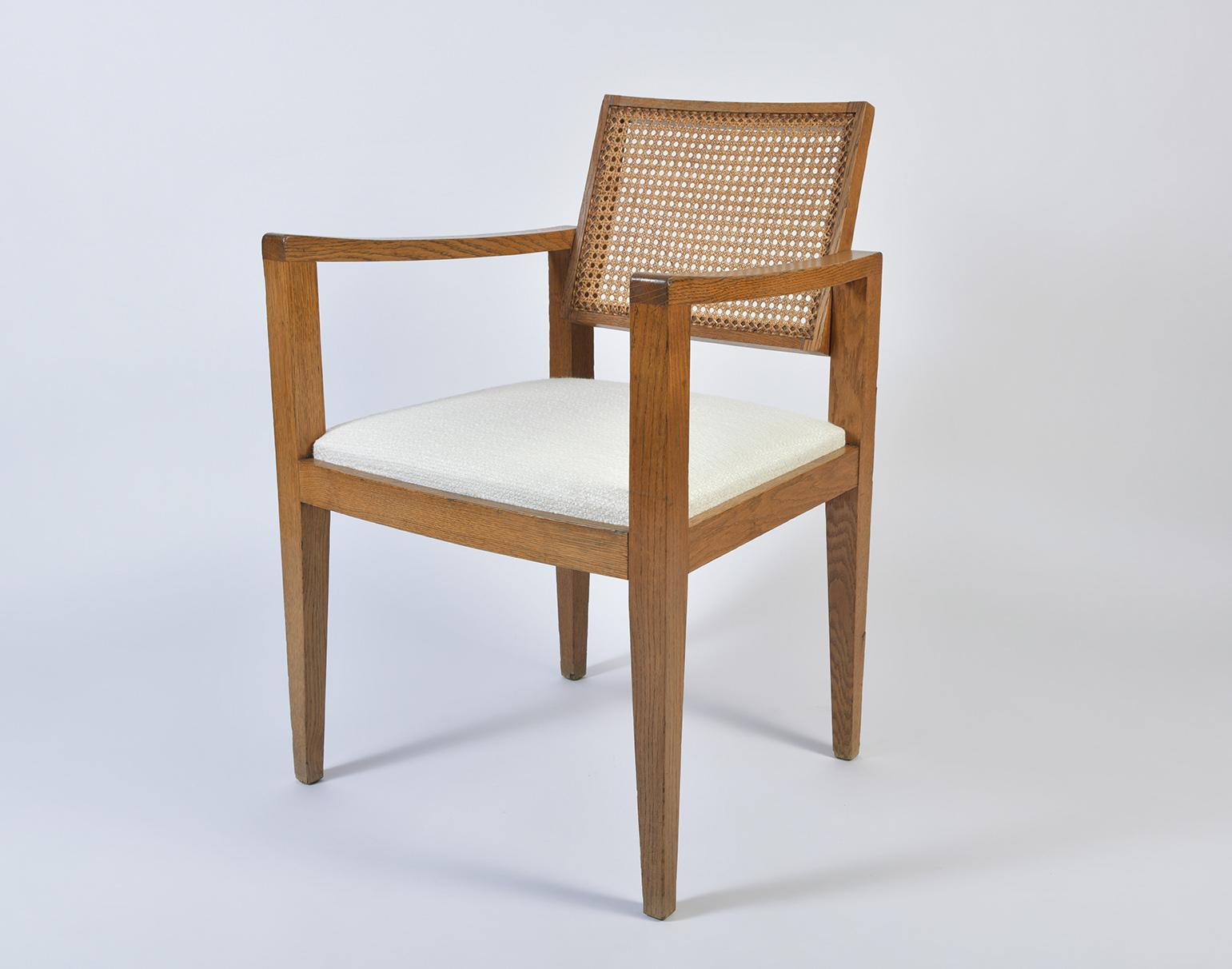 Mid-Century Modern 1950s Oak and Cane Armchair by Emile Seigneur