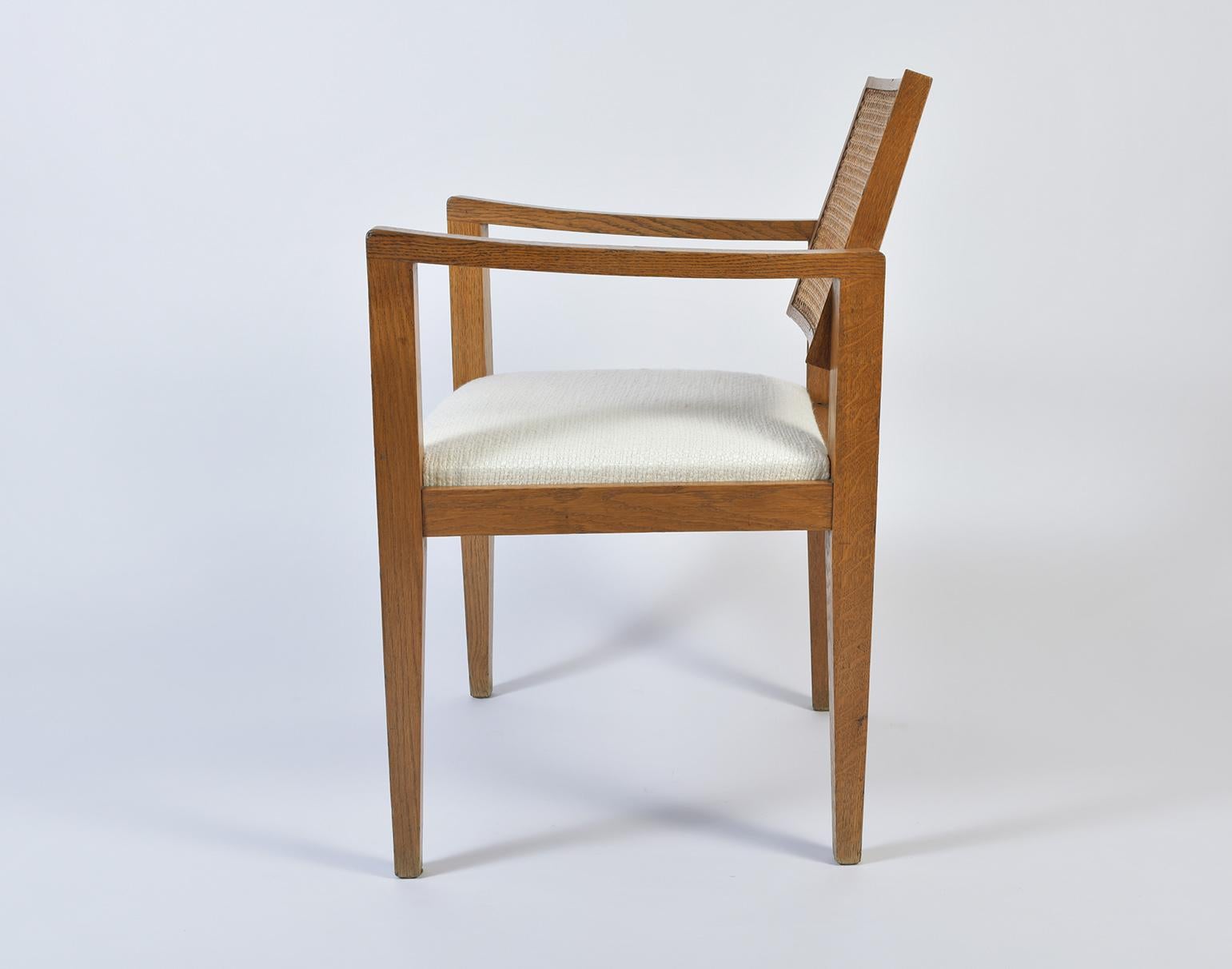 French 1950s Oak and Cane Armchair by Emile Seigneur