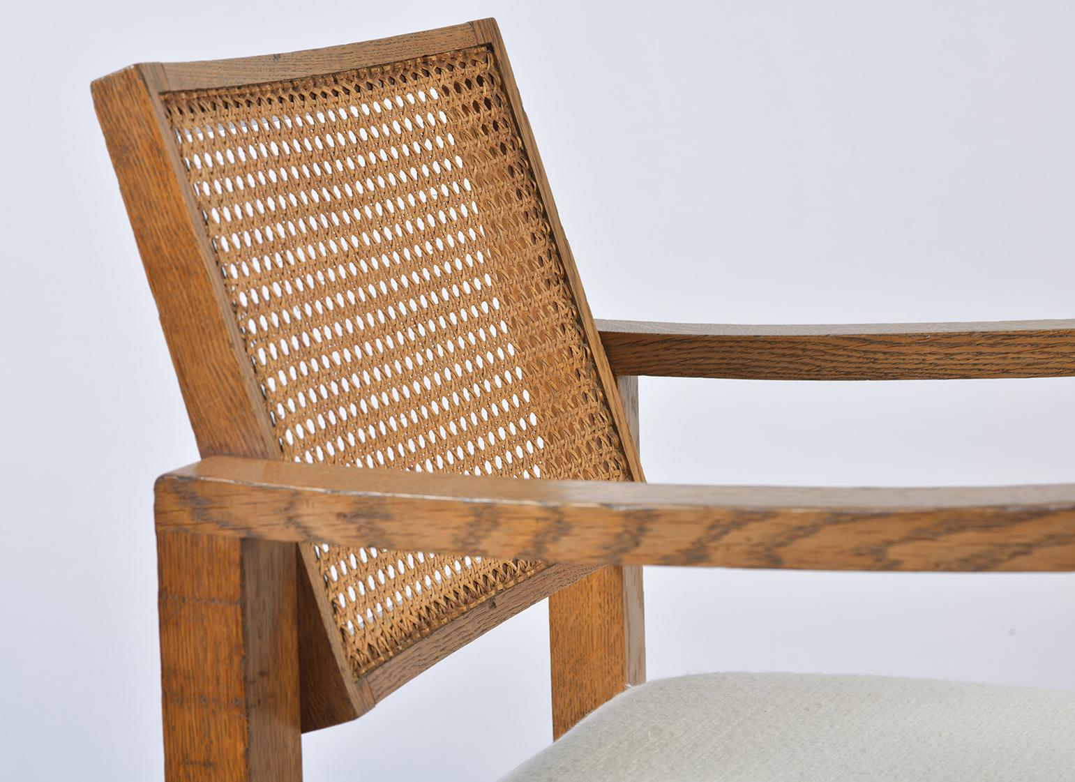 1950s Oak and Cane Armchair by Emile Seigneur 2