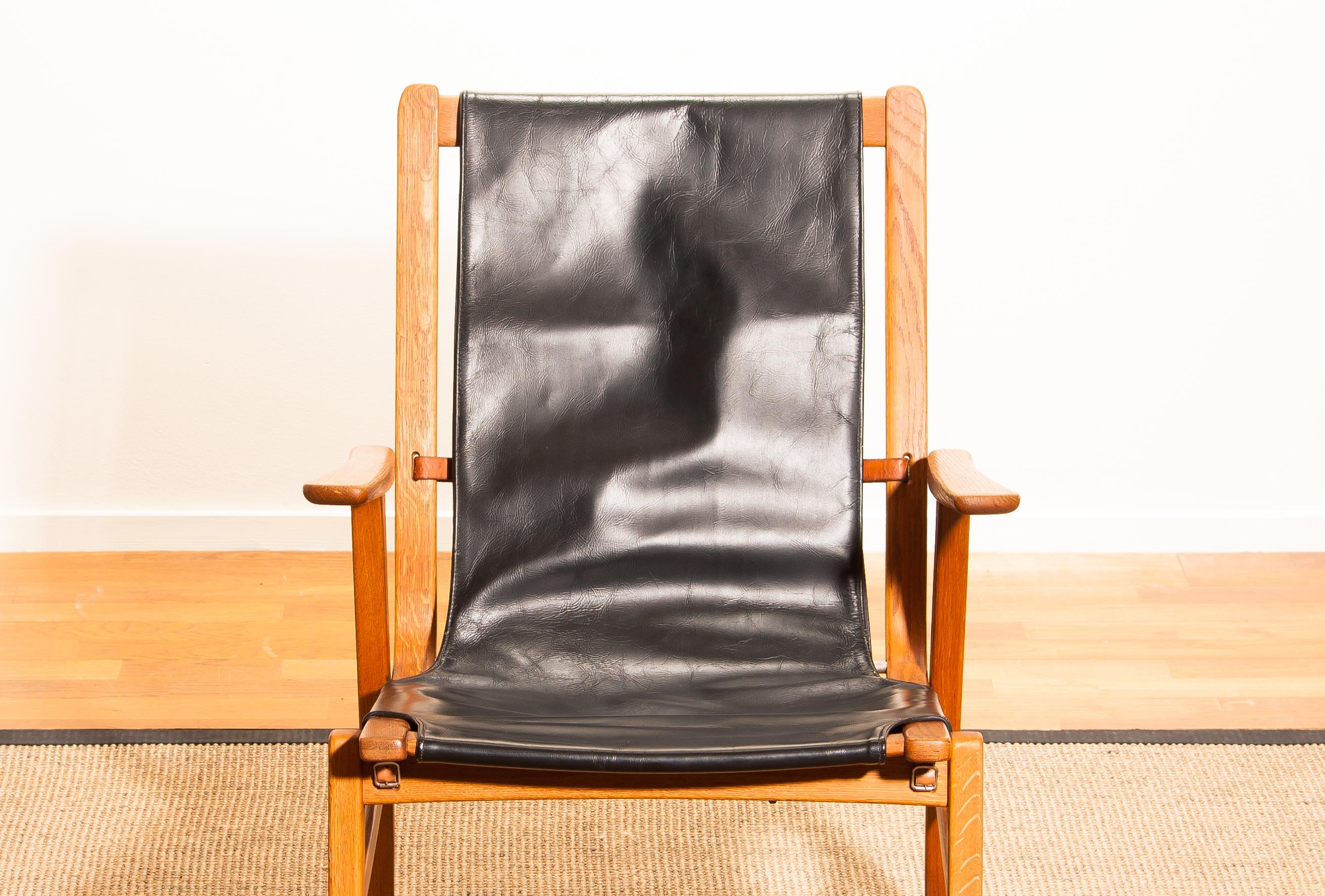 1950s, Oak and Leatherette Hunting Chair 'Ulrika' by Östen Kristiansson 8