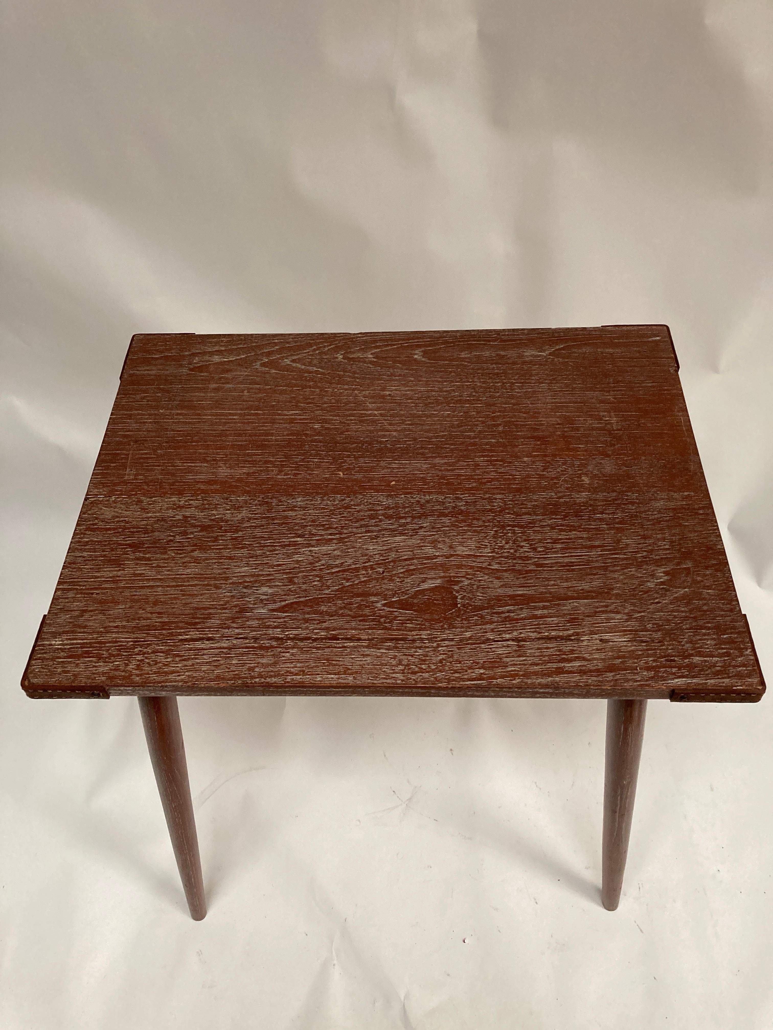 1950's Oak and stitched leather table by Jacques Adnet For Sale 2