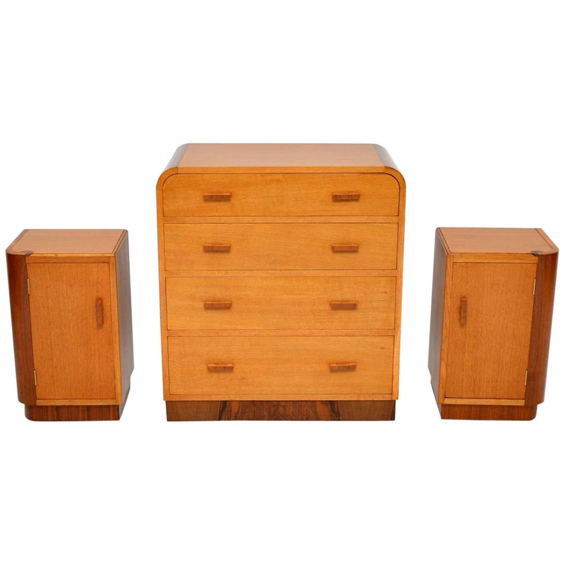 1950s Oak and Walnut Chest of Drawers or Bedside Cabinets by E. Gomme