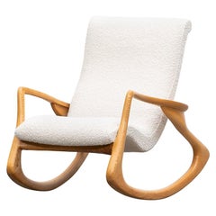 1950s Oak and White New Upholstery Rocking Chair by Vladimir Kagan