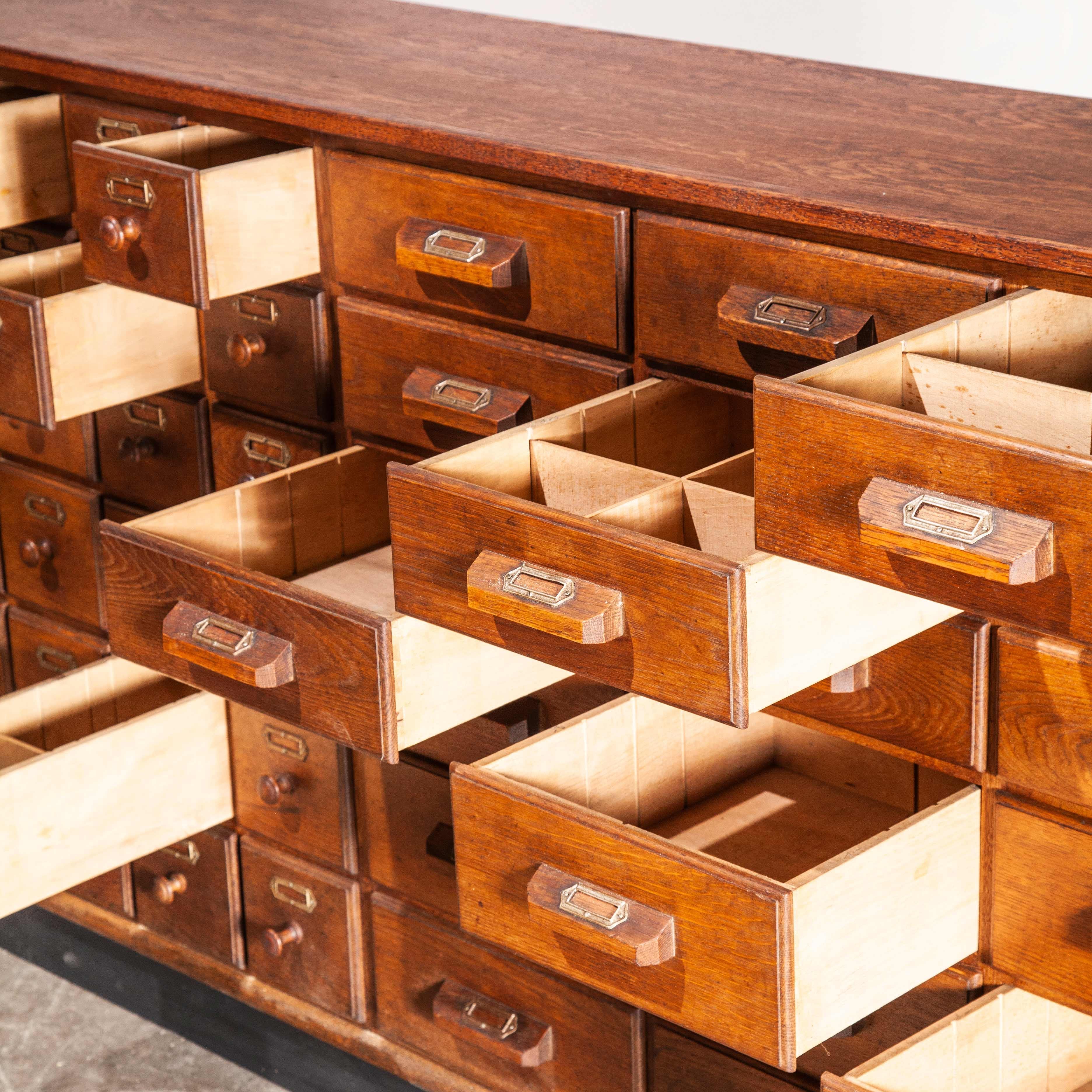 1950s Oak Apothecary Multi Drawer Chest Of Drawers, Fifty Four Drawers In Good Condition In Hook, Hampshire