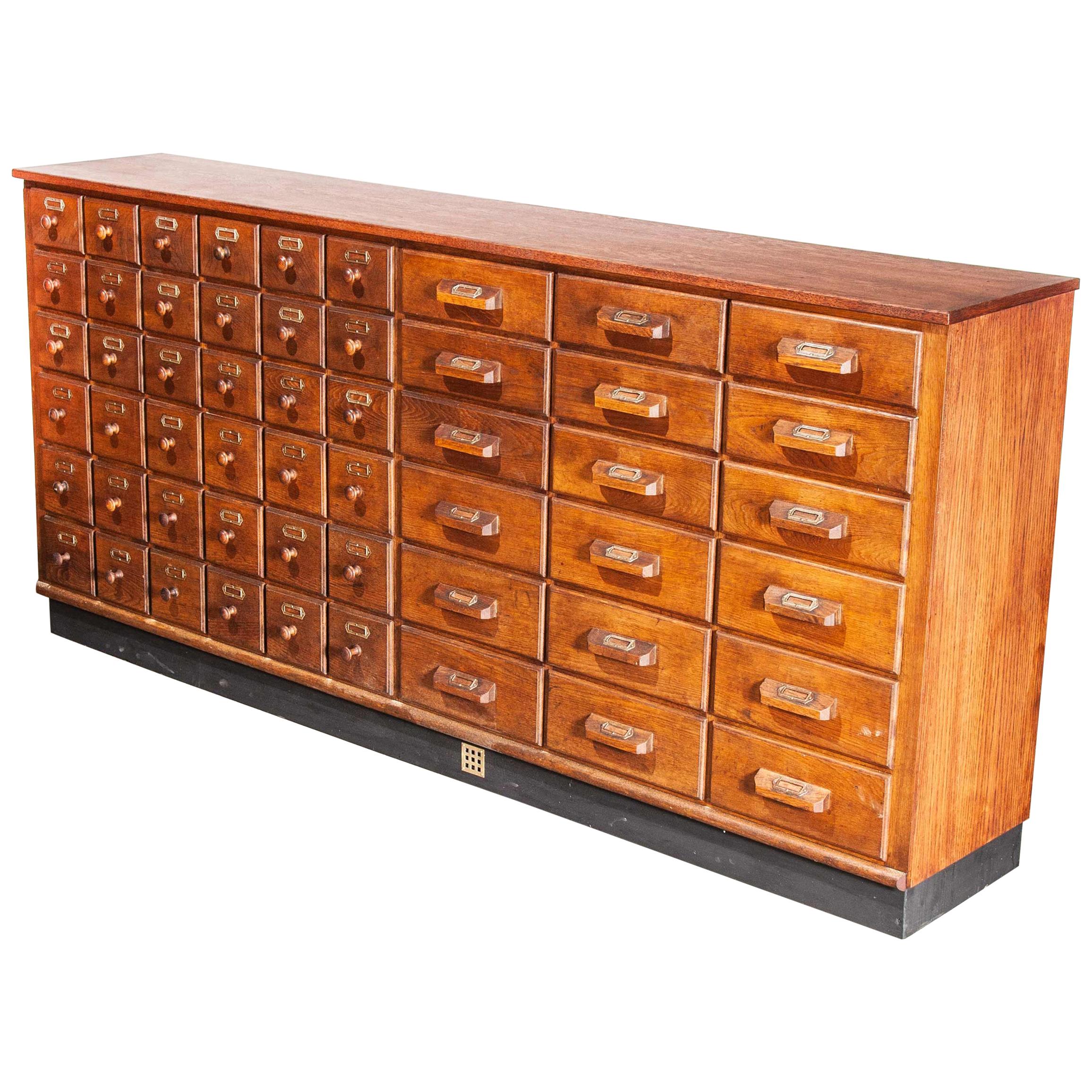 1950s Oak Apothecary Multi Drawer Chest Of Drawers, Fifty Four Drawers