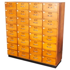 Vintage 1950s Oak Apothecary Multi-Drawer Chest of Drawers, Thirty Two Drawers, Unit