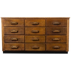 Vintage 1950s Oak Apothecary Multi-Drawer Chest of Drawers, Twelve Drawers