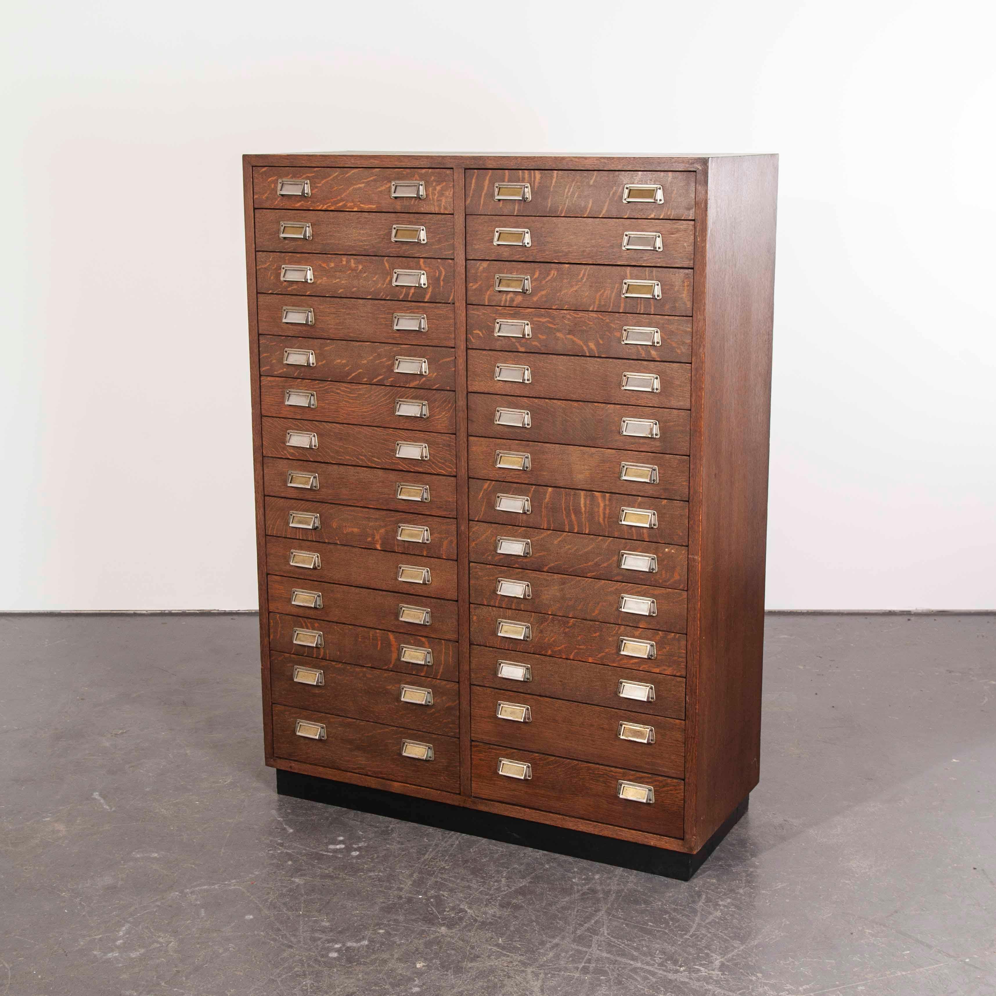 German 1950s Oak Apothecary Multi Drawer Chest Of Drawers, Twenty Eight Drawers