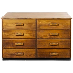 Used 1950s Oak Apothercary Chest of Drawers, Eight Drawers