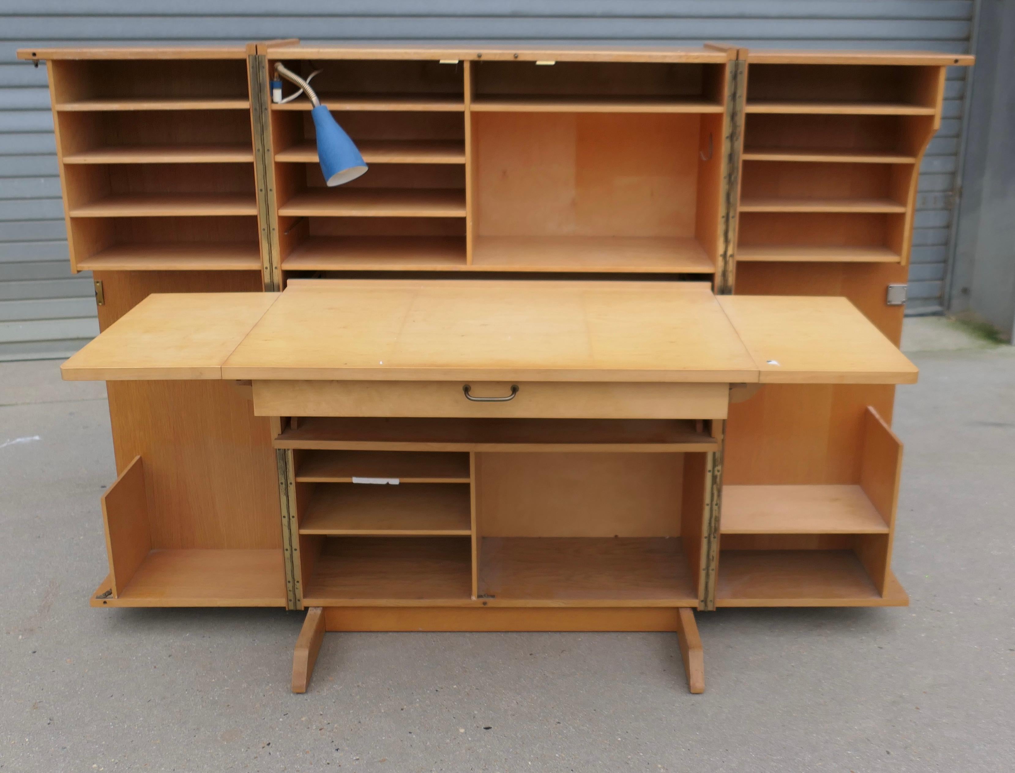 Armoire en chêne des années 1950, bureau complet en vente 1