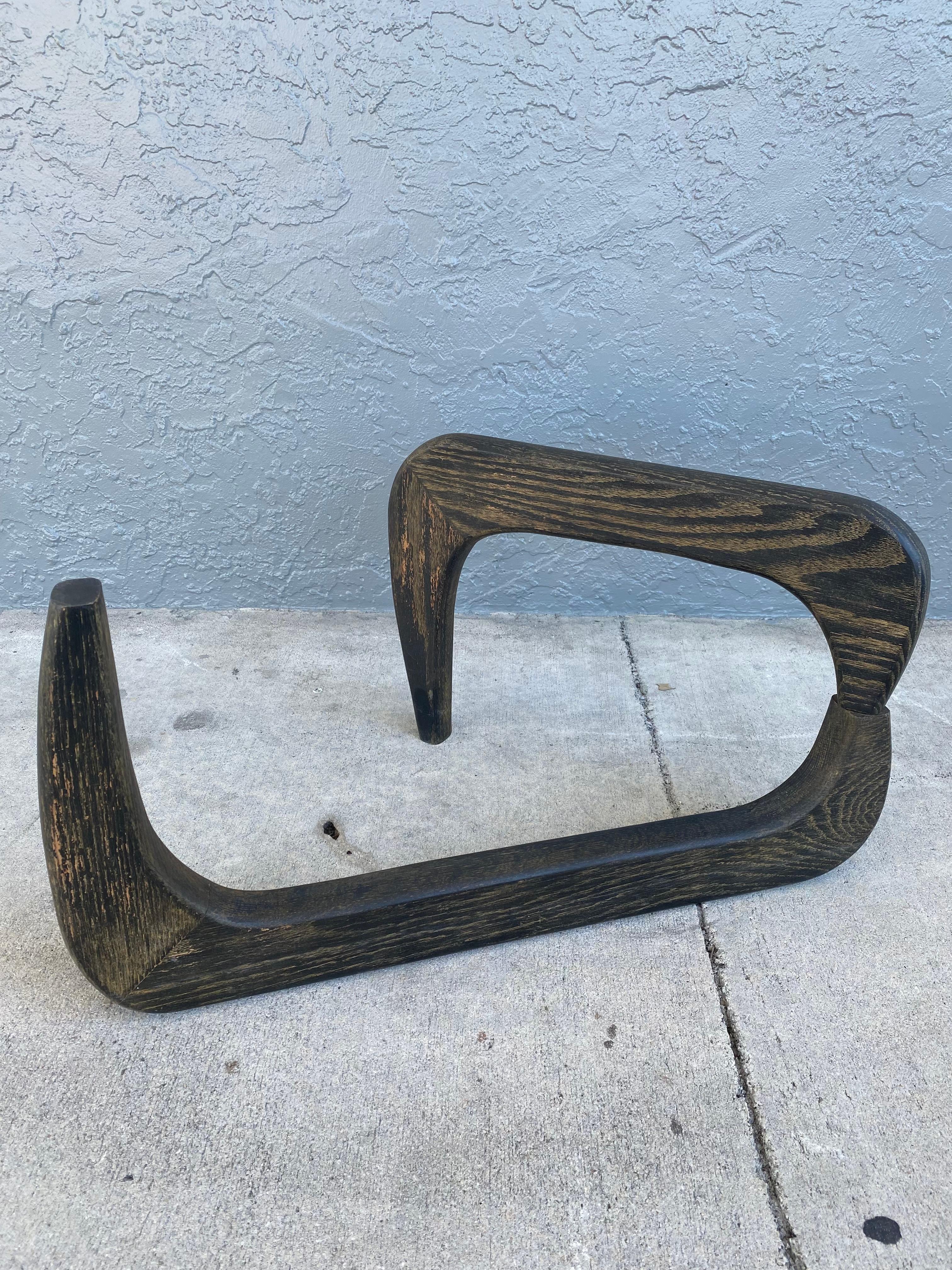 1950s Oak & Glass Kidney Biomorphic Coffee Table, Noguchi Style In Good Condition For Sale In Fort Lauderdale, FL