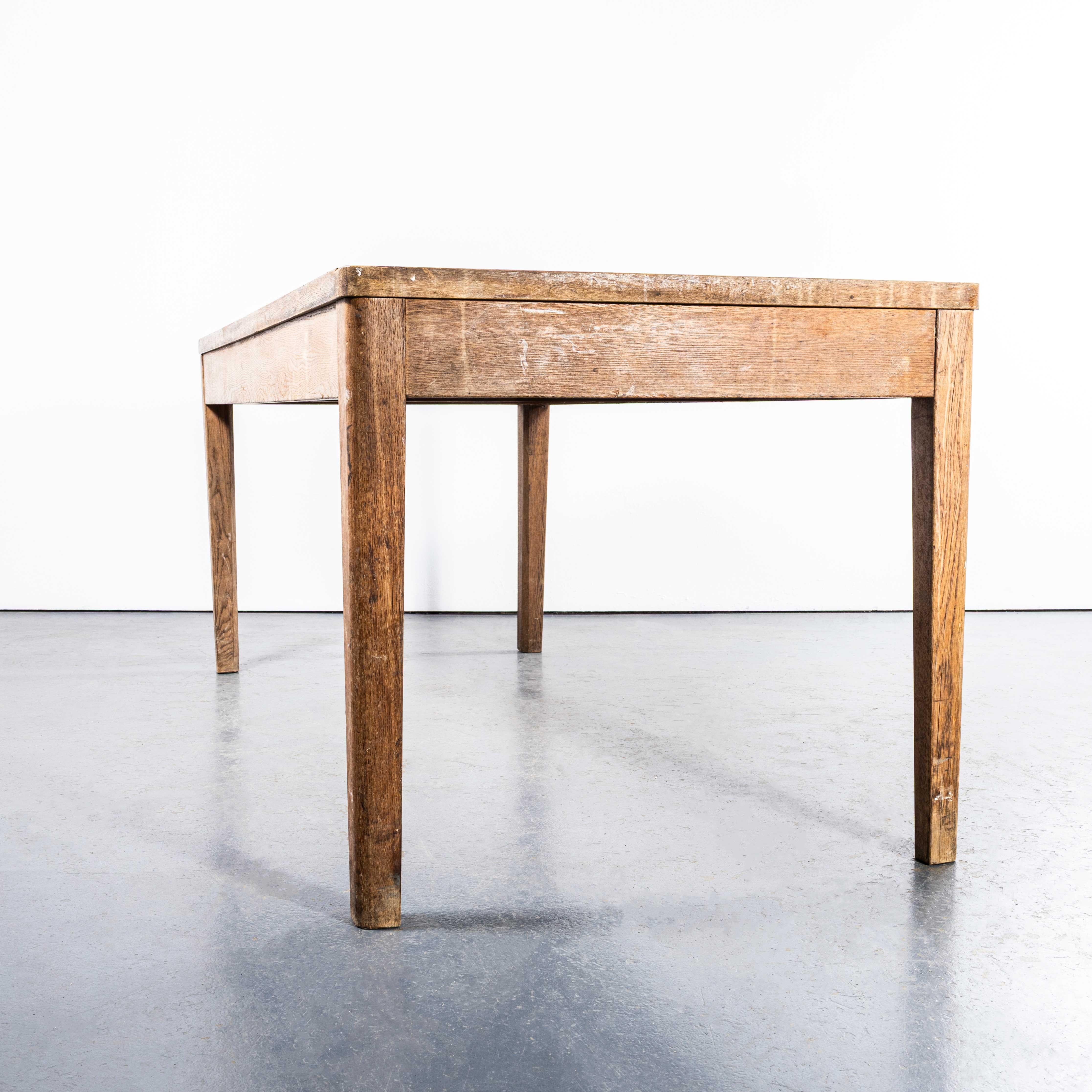 1950's Oak Linoleum Top School Art Room Dining Table In Good Condition For Sale In Hook, Hampshire