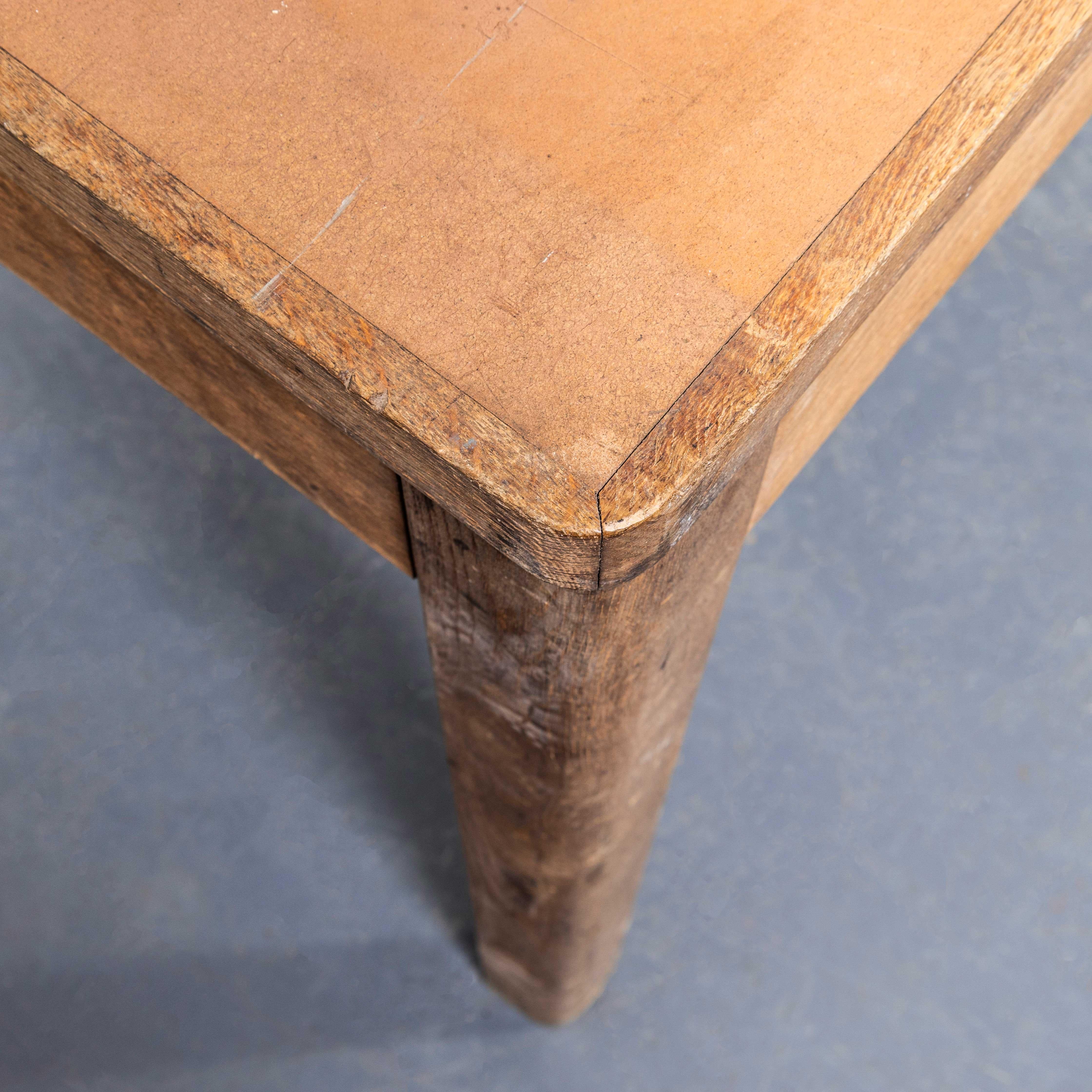 Mid-20th Century 1950's Oak Linoleum Top School Art Room Dining Table For Sale