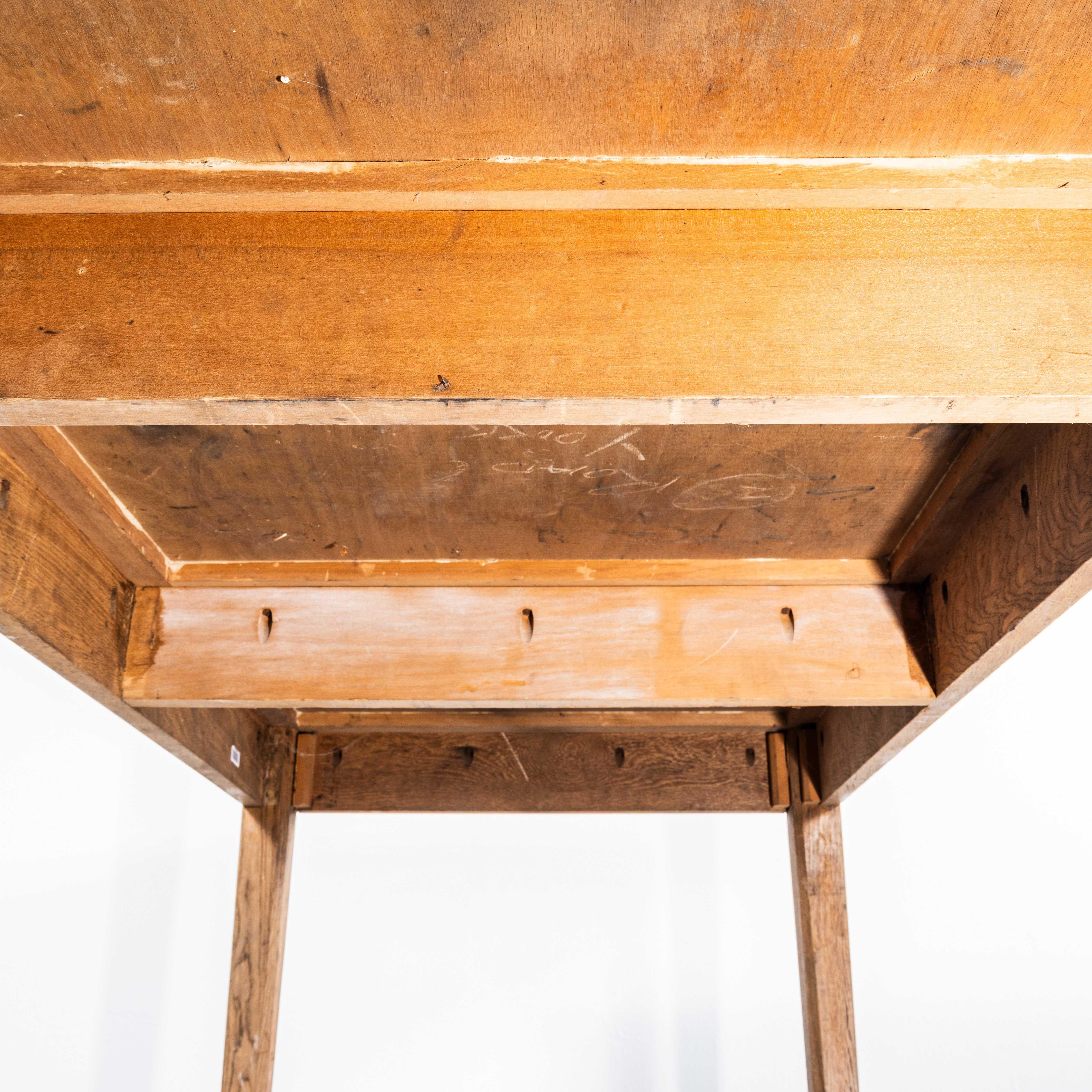 1950's Oak Linoleum Top School Art Room Dining Table For Sale 1