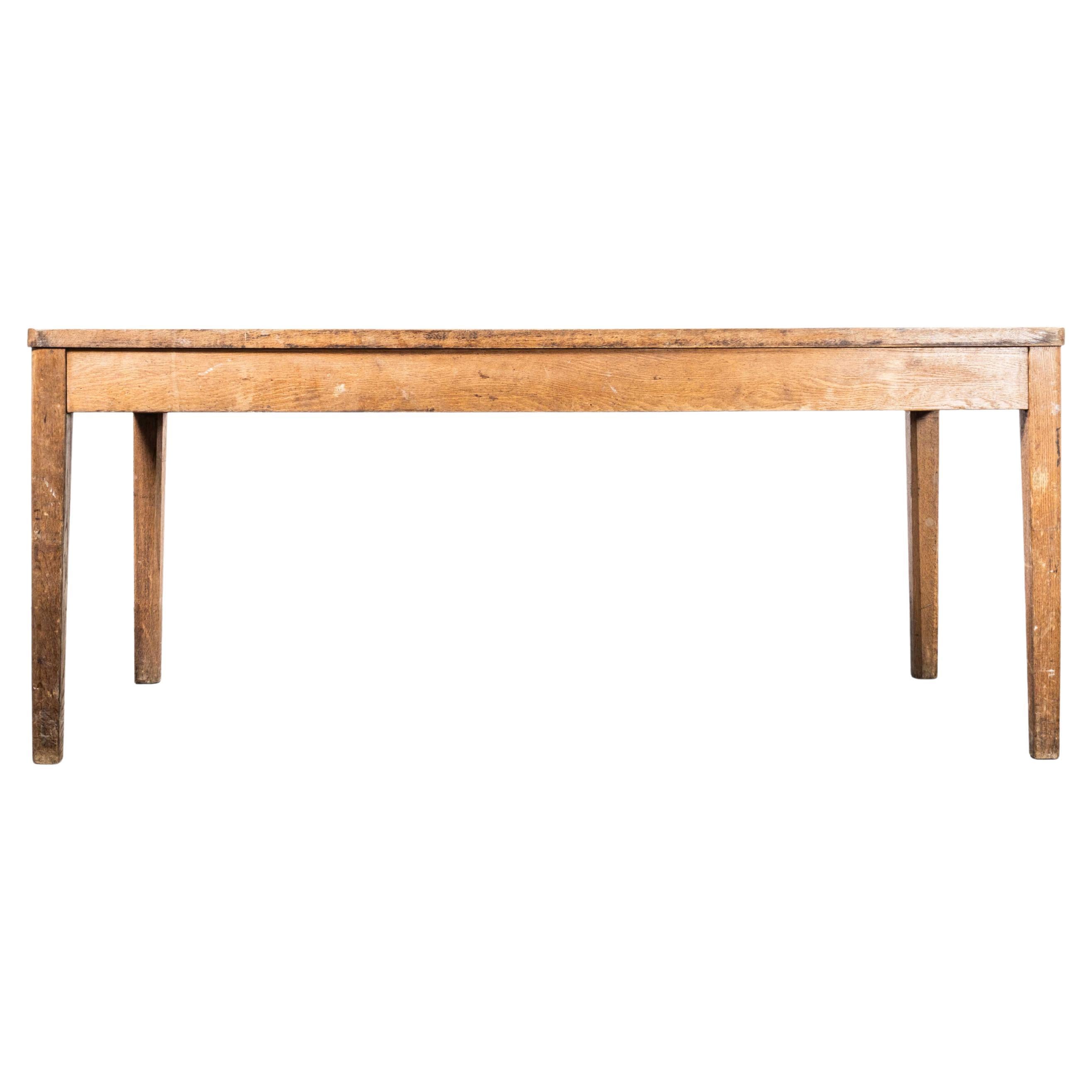 1950's Oak Linoleum Top School Art Room Dining Table For Sale