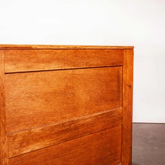 1950s Oak Low Multi Drawer Chest of Drawers, Storage Cabinet, Sideboard