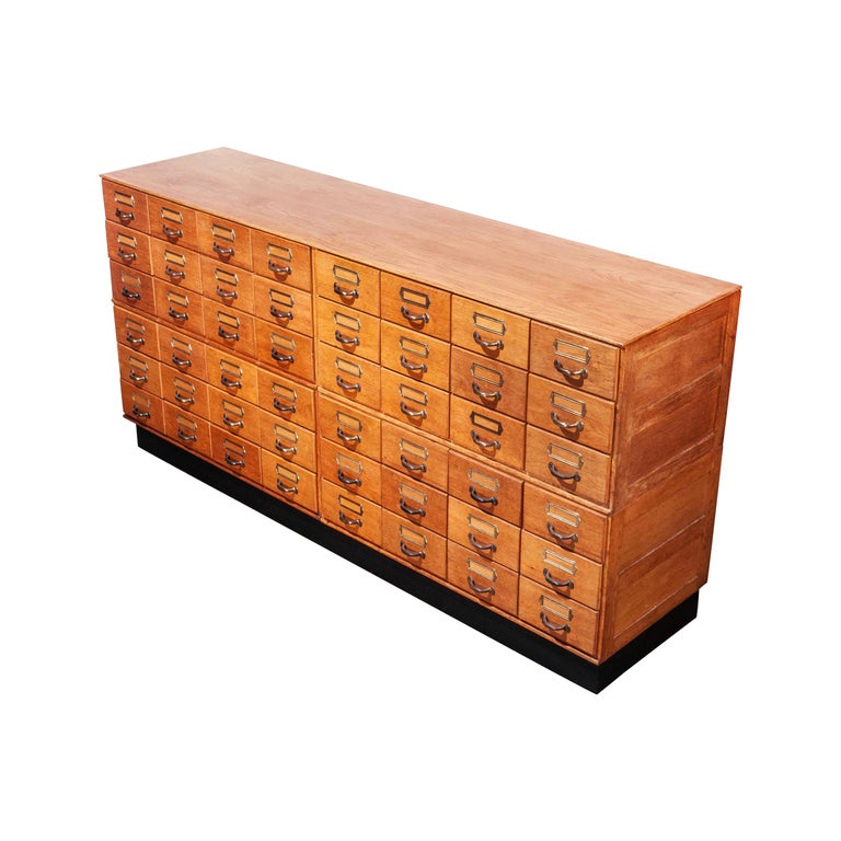 1950s Oak Low Multi Drawer Chest Of Drawers Storage Cabinet Sideboard At 1stdibs