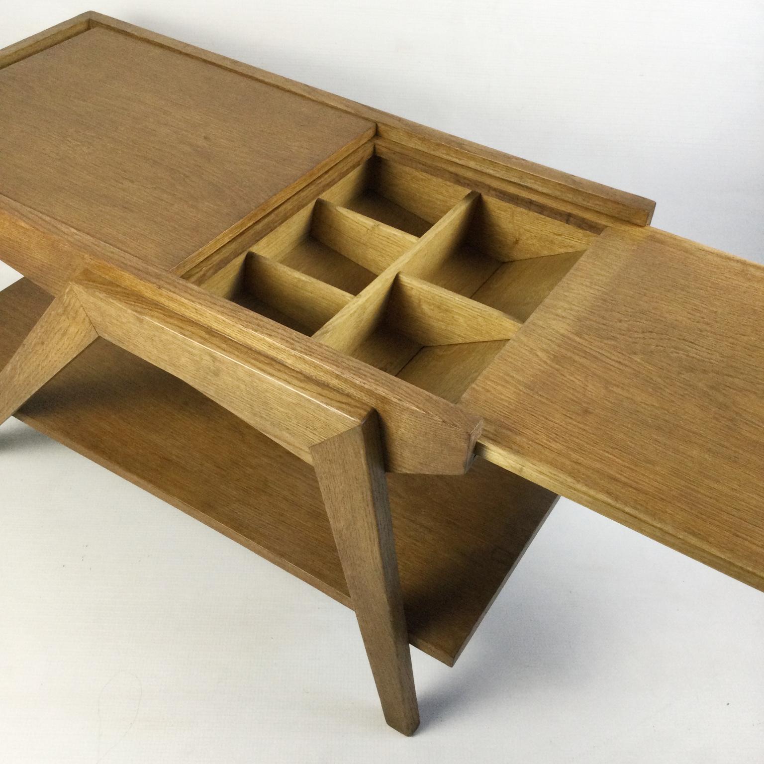 Mid-Century Modern 1950s Oak Side Table Attributed to René-Jean Caillette For Sale