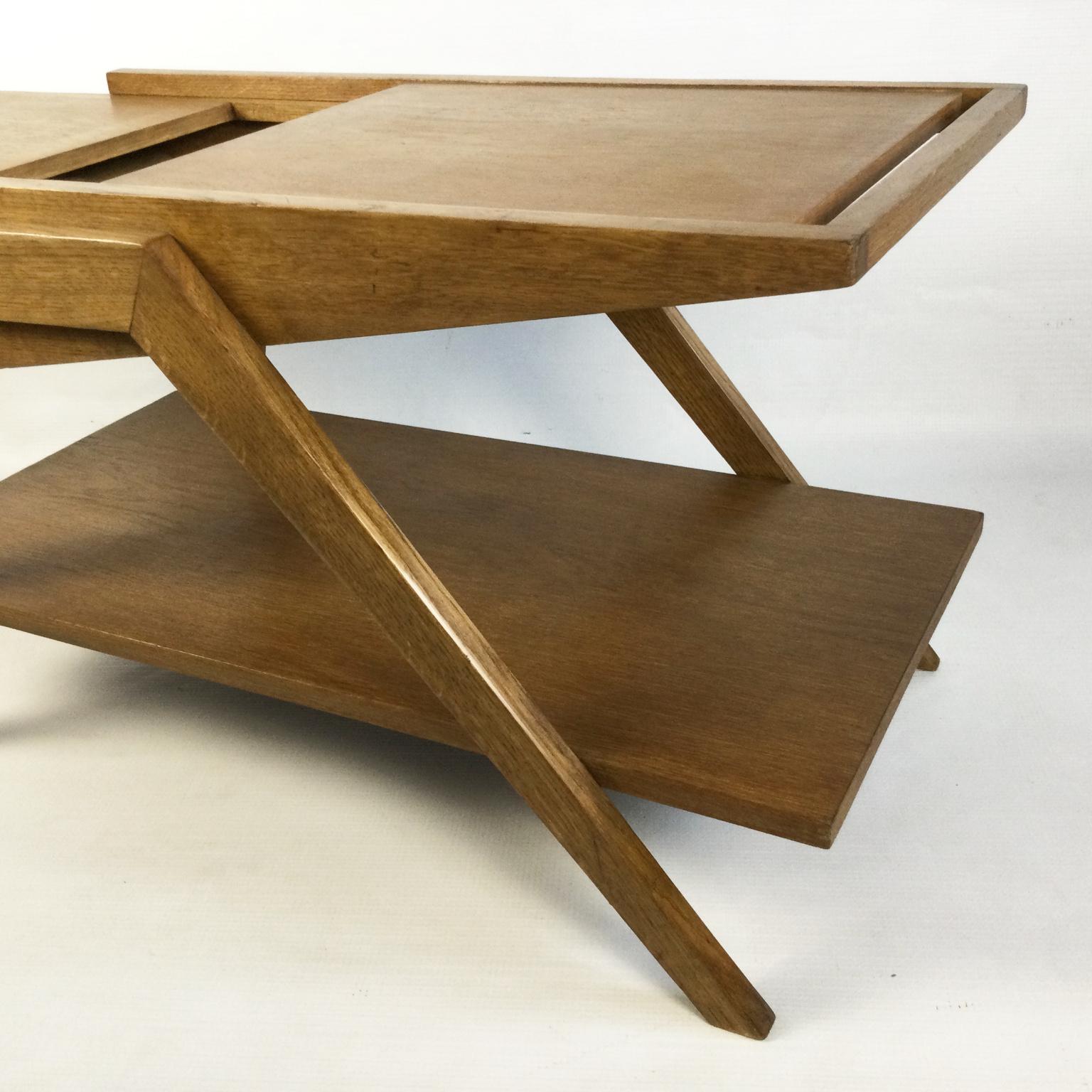 20th Century 1950s Oak Side Table Attributed to René-Jean Caillette For Sale
