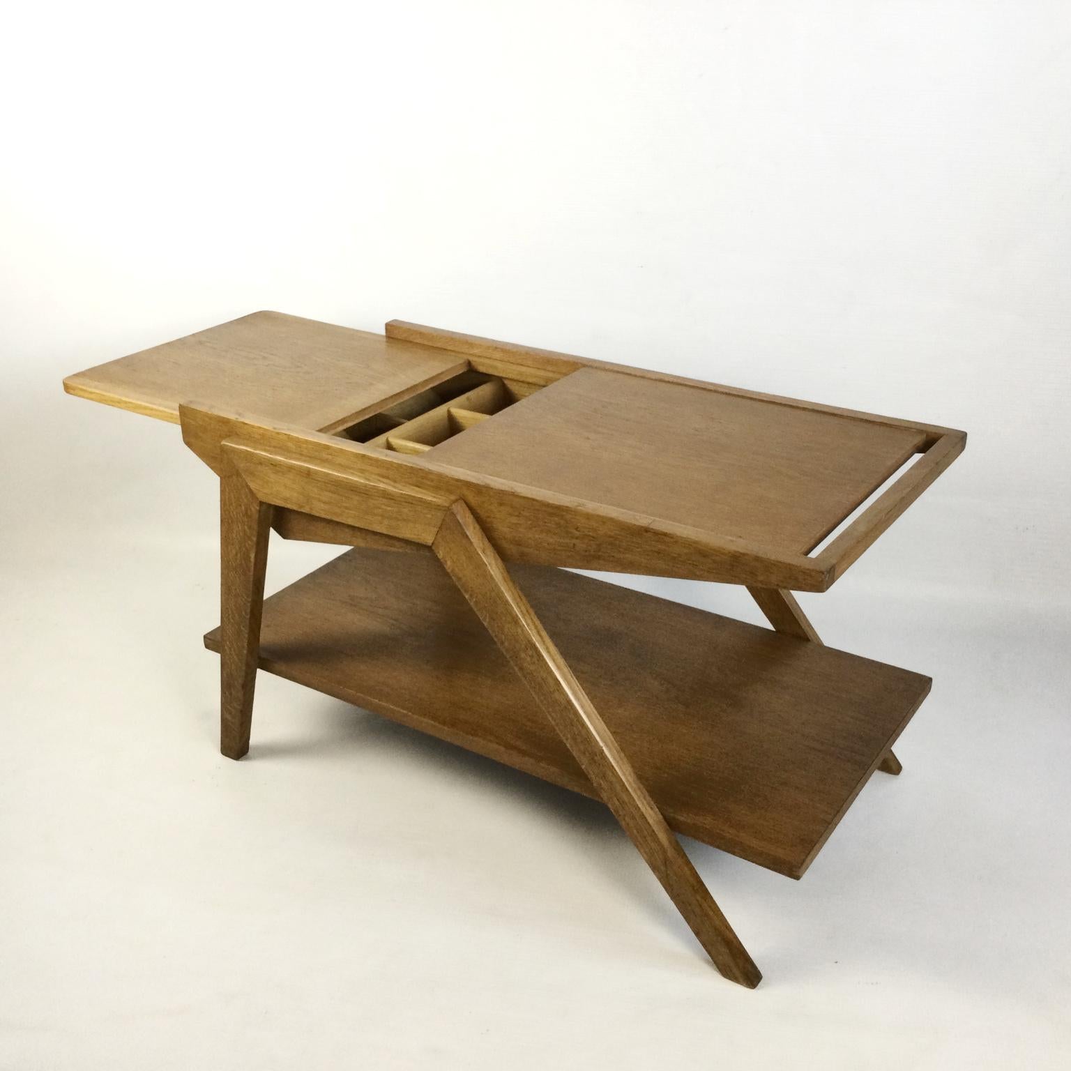 1950s Oak Side Table Attributed to René-Jean Caillette For Sale 1