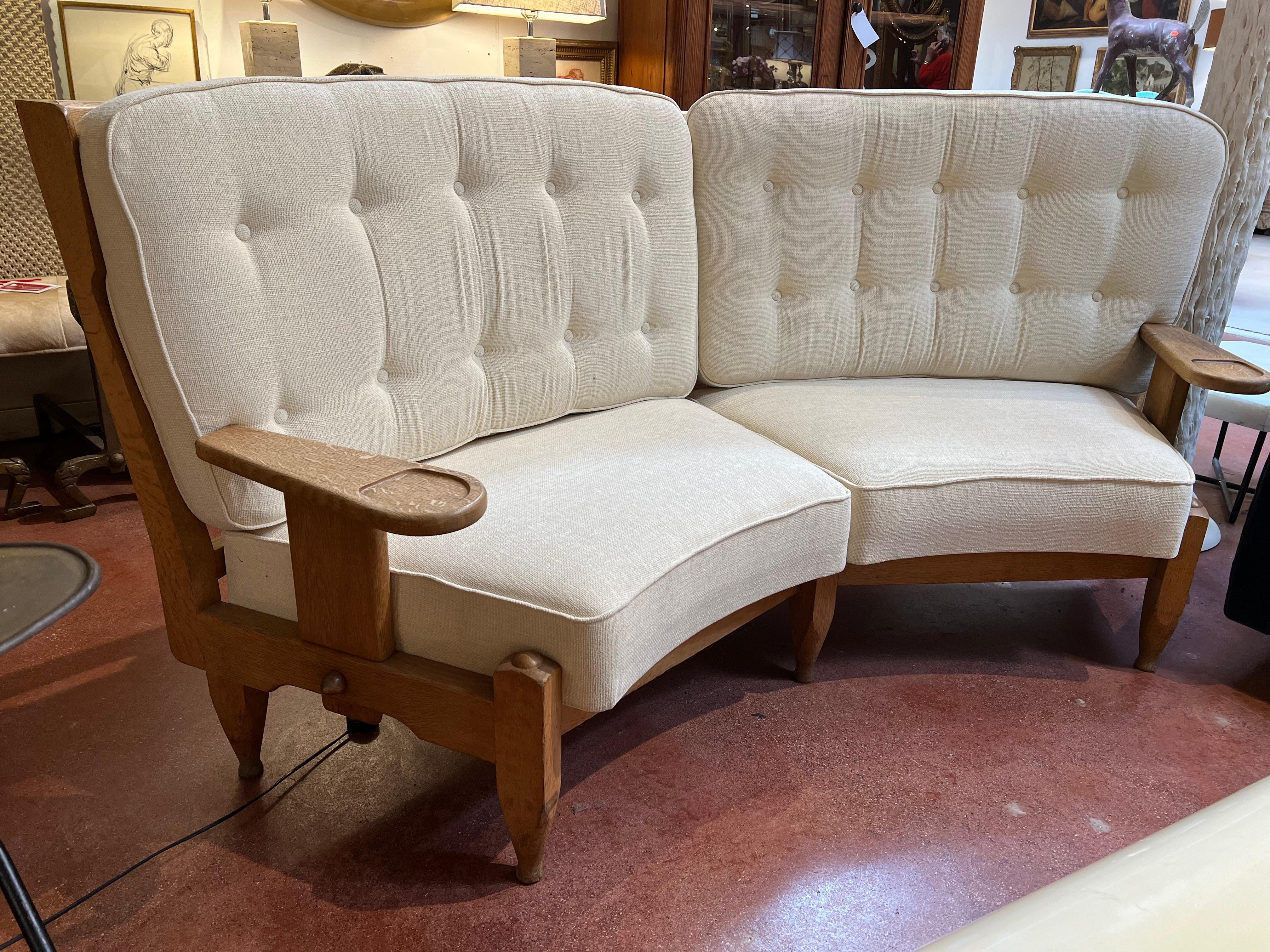 Mid-Century Modern 1950’s  Oak Sofa by Guillerme et Chambron  For Sale