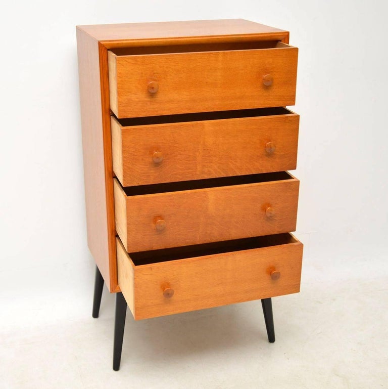 1950s Oak Tall Boy Chest of Drawers by Herbert Gibbs at 1stDibs