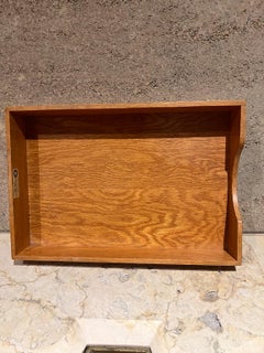 1950s Oak Wood Large Letter Tray MCM Desk Accessory