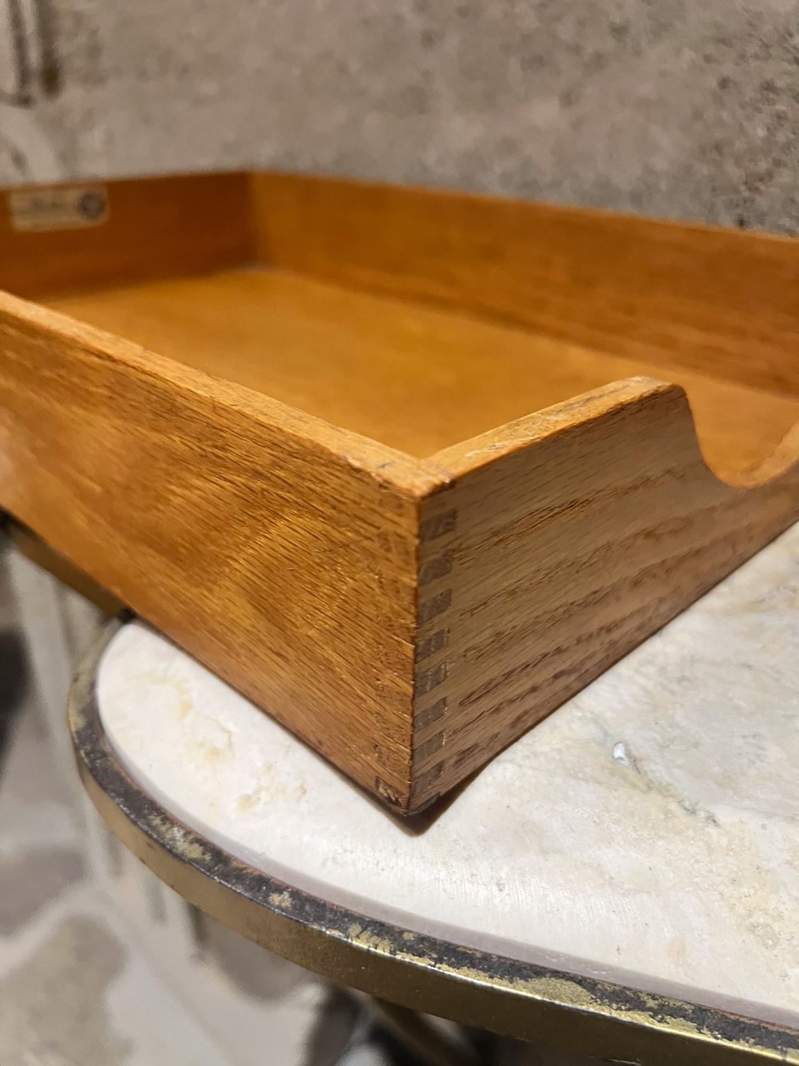 20th Century 1950s Oak Wood Large Letter Tray MCM Desk Accessory