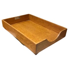 1950s Oak Wood Large Letter Tray MCM Desk Accessory