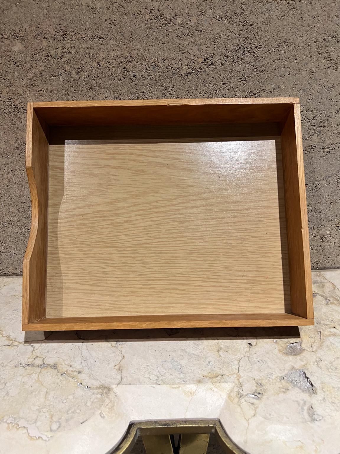 Mid-Century Modern 1950s Oak Wood Letter Tray MCM Desk Accessory For Sale