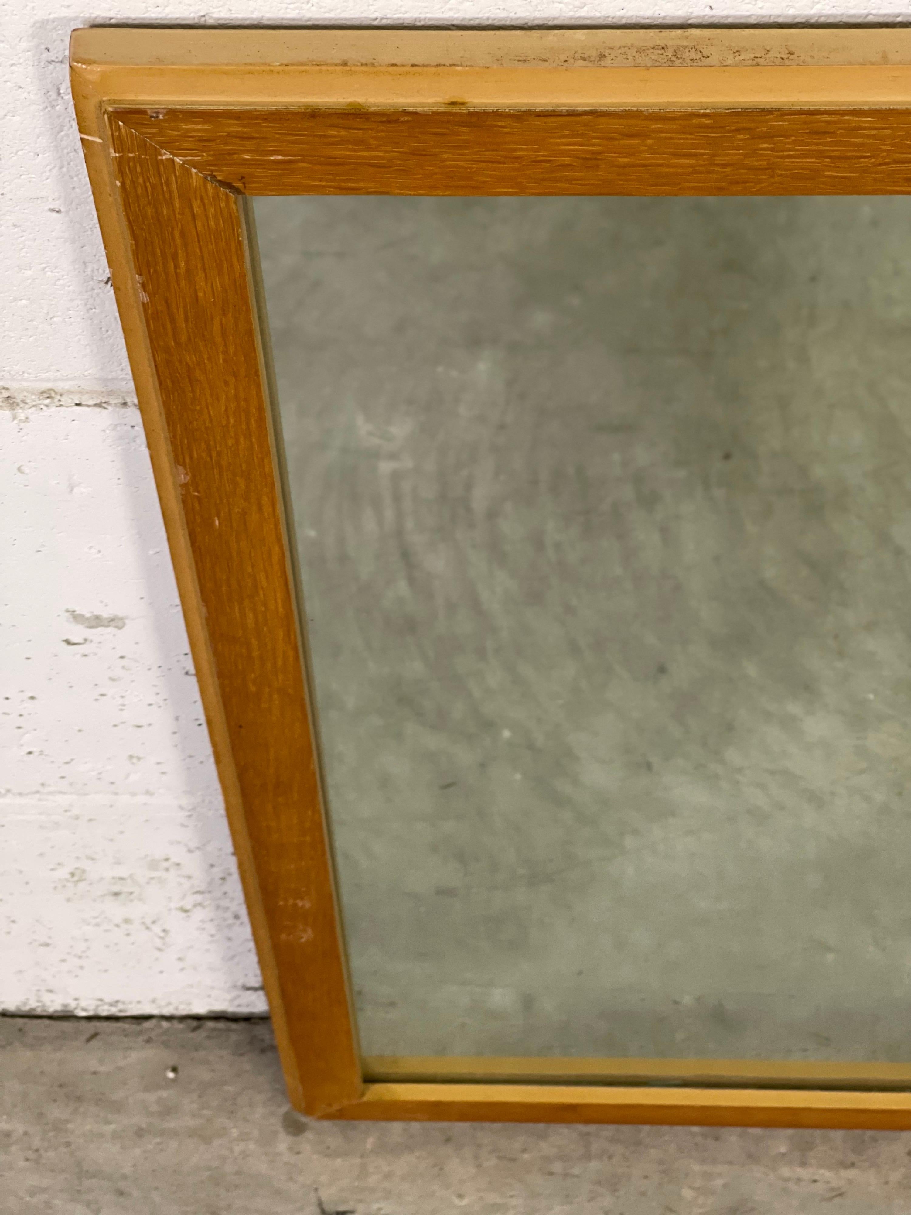 20th Century 1950s Oak Wood & Painted Wall Mirror For Sale