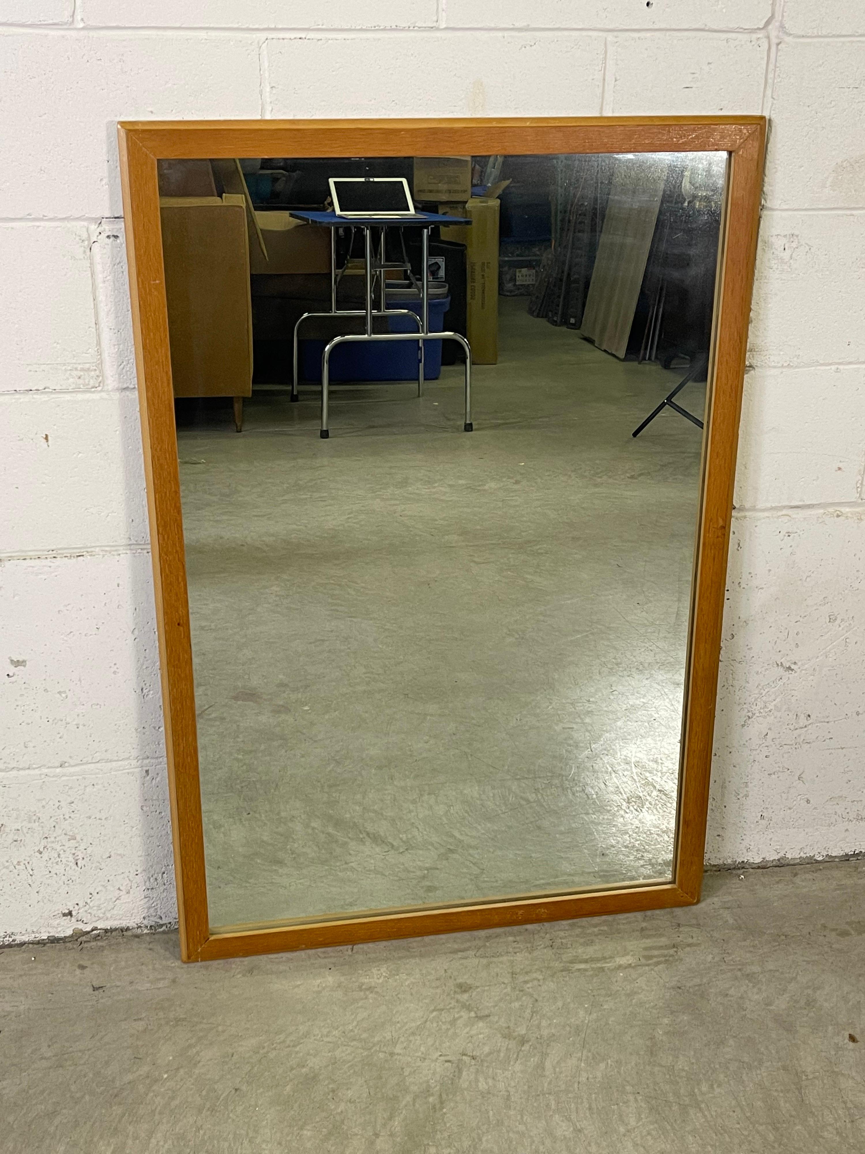 1950s Oak Wood & Painted Wall Mirror For Sale 1
