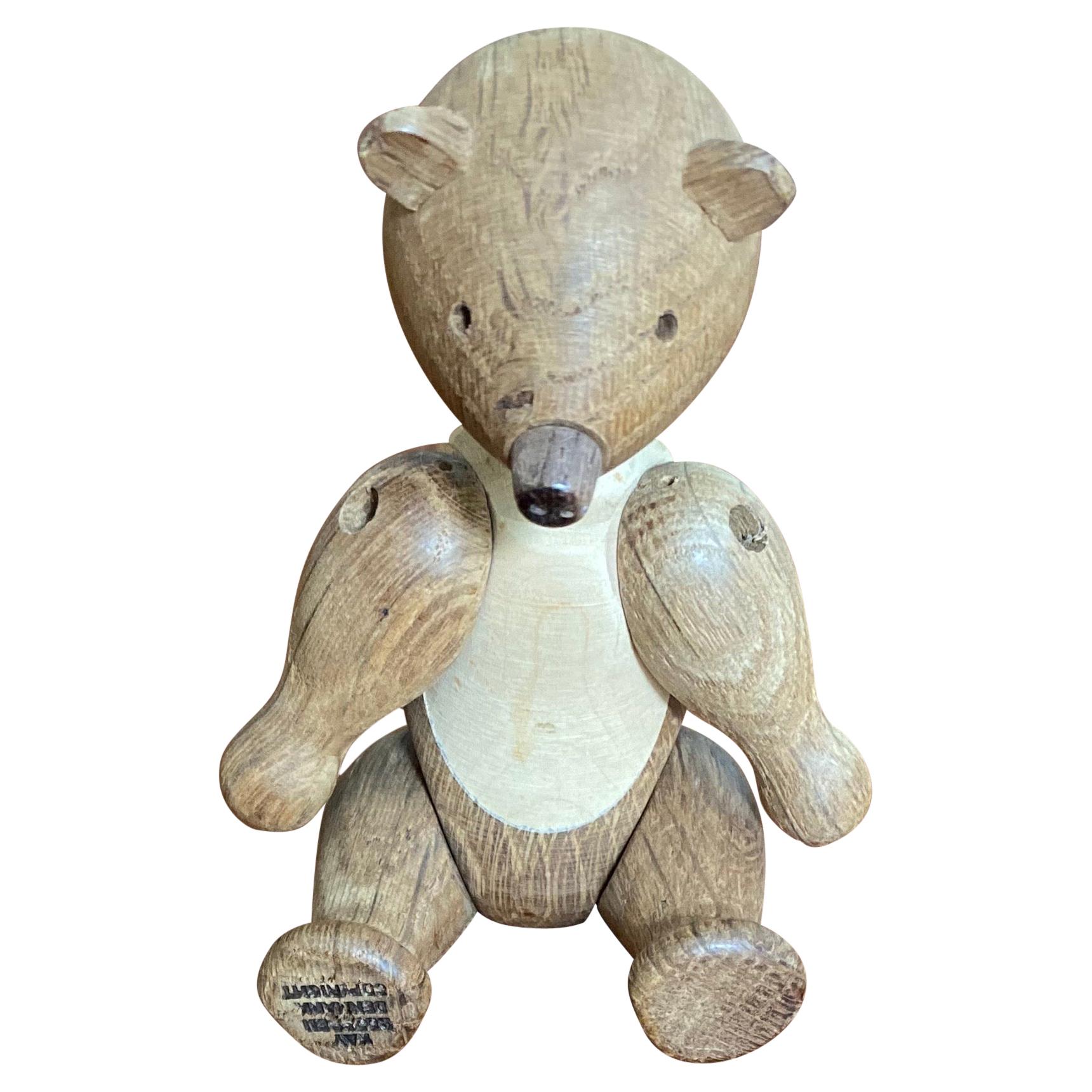 1950s Oak Wood Teddy Bear Designed by Kay Bojesen