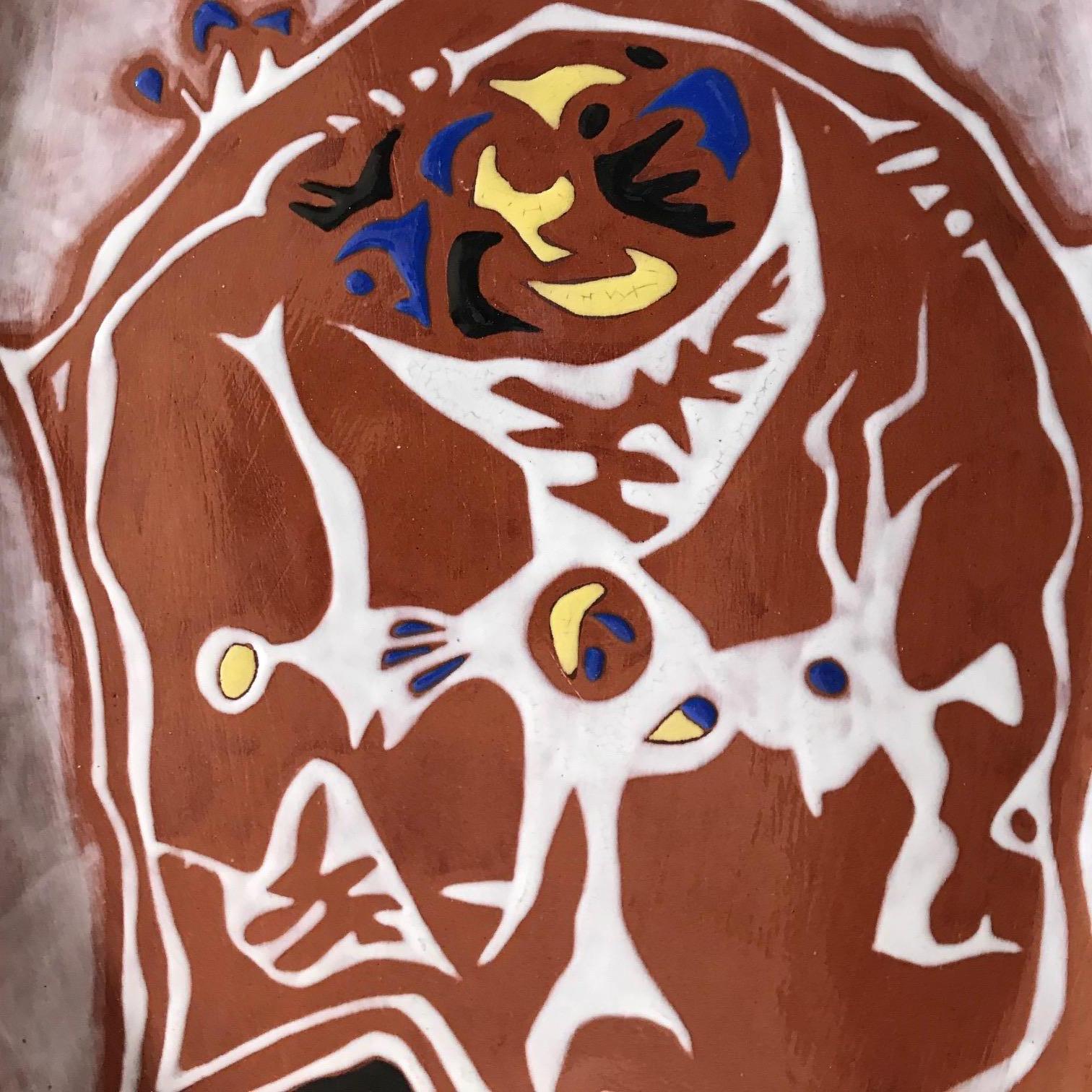 Smaltato Piatto da portata oblungo in ceramica del 1950 di Jean Lurcat