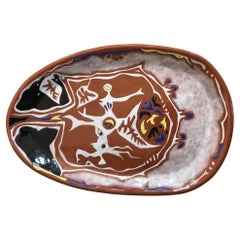 Piatto da portata oblungo in ceramica del 1950 di Jean Lurcat