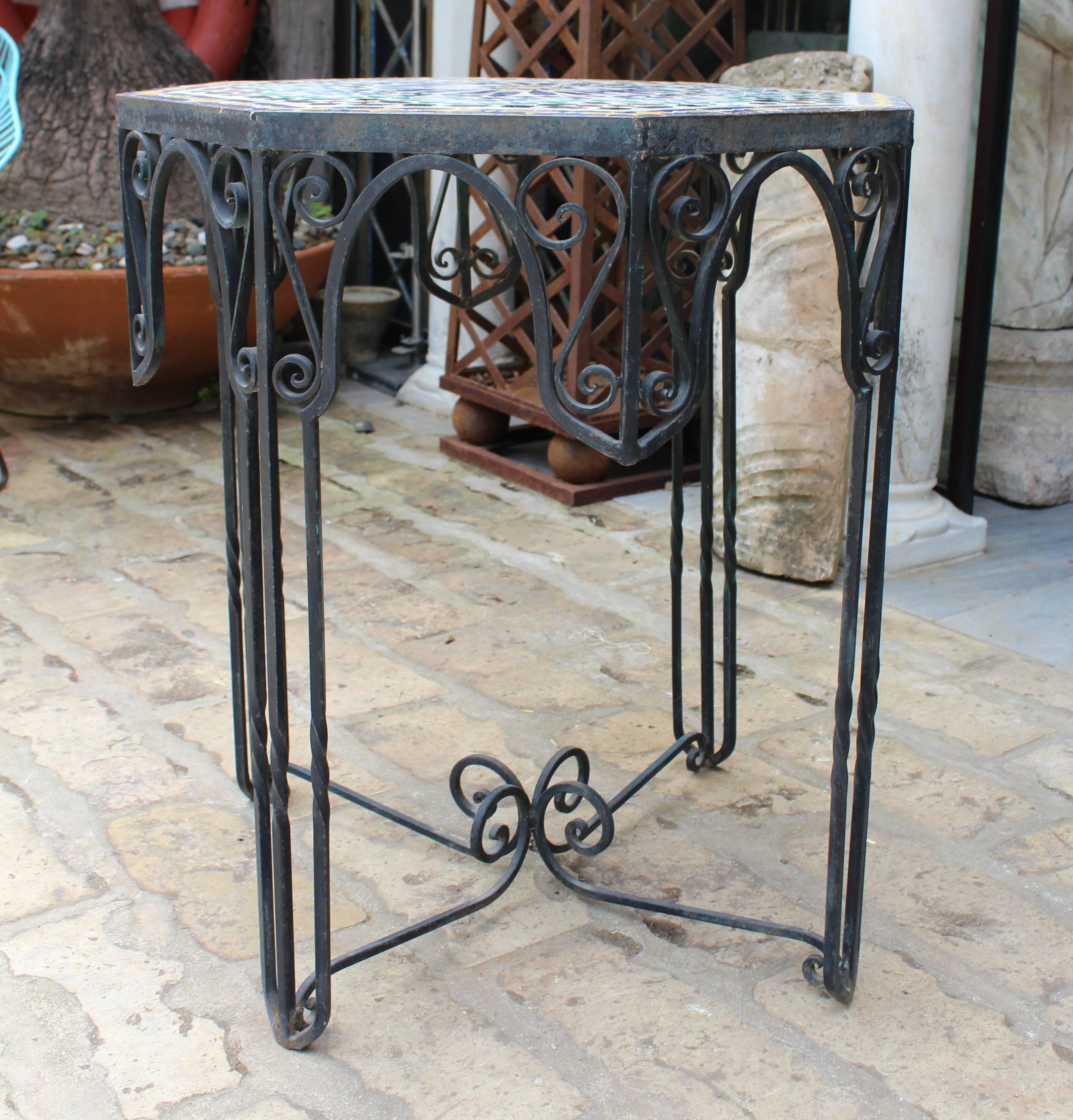 wrought iron mosaic table