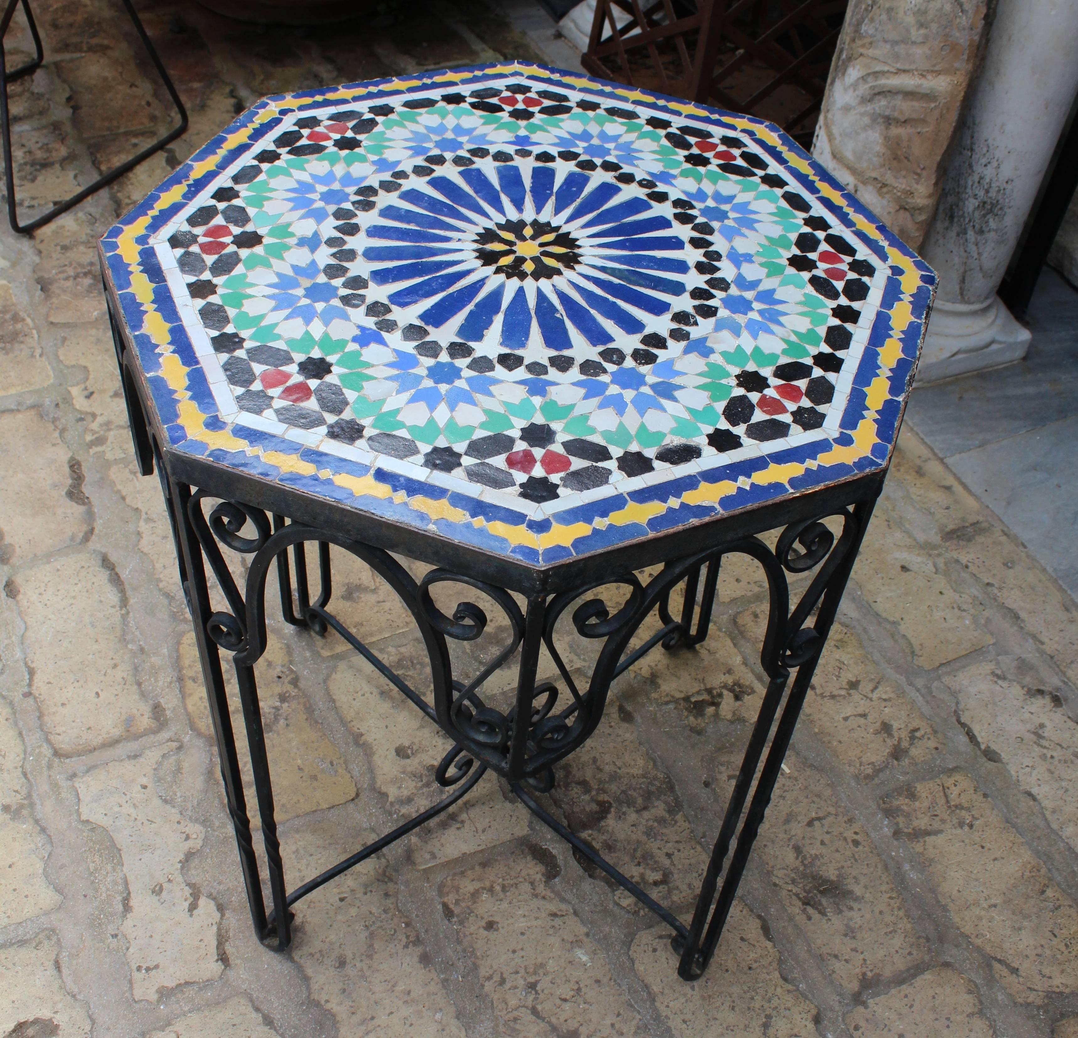 mosaic wrought iron table