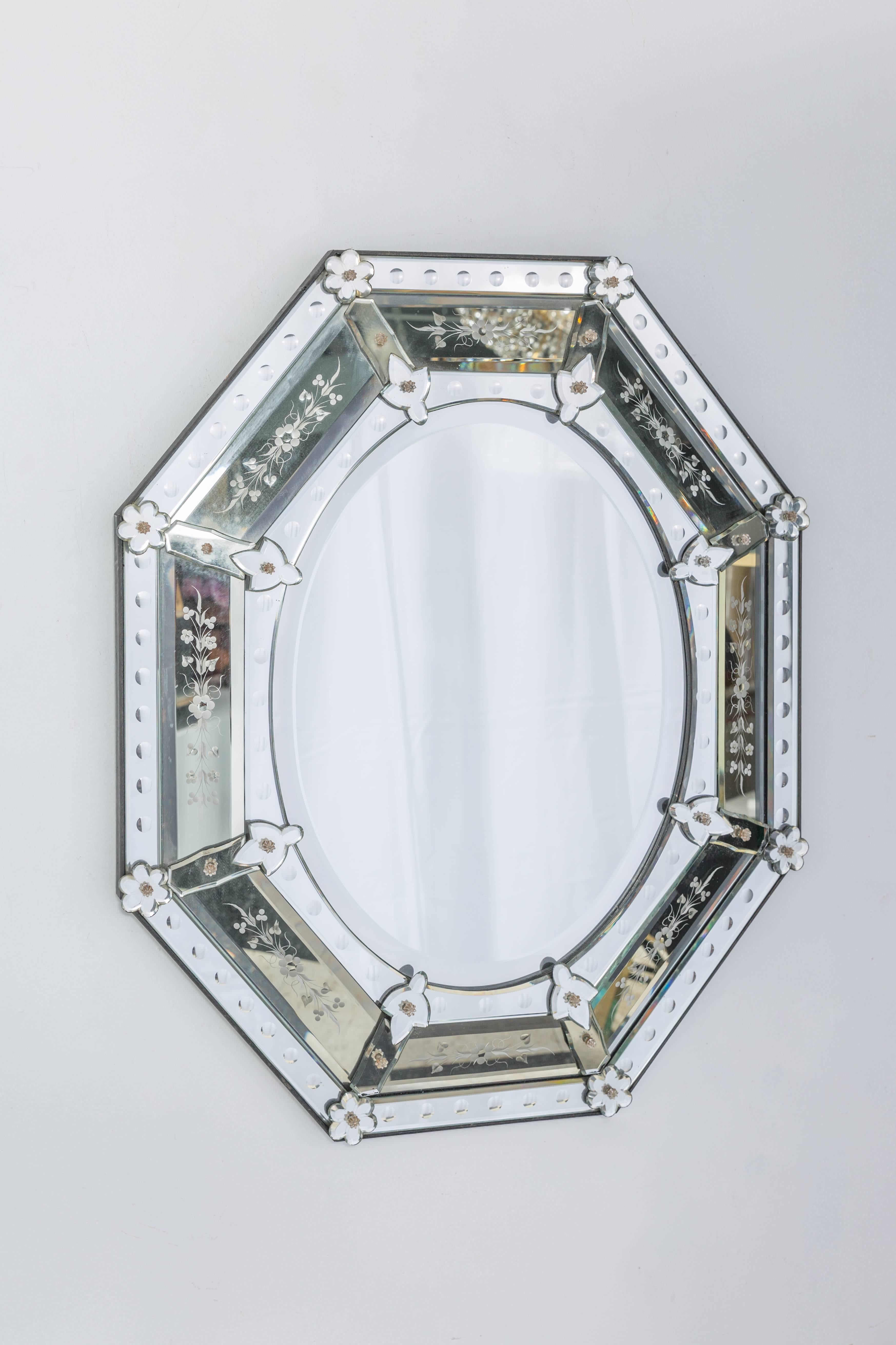 1950s octagonal Venetian mirror.
 