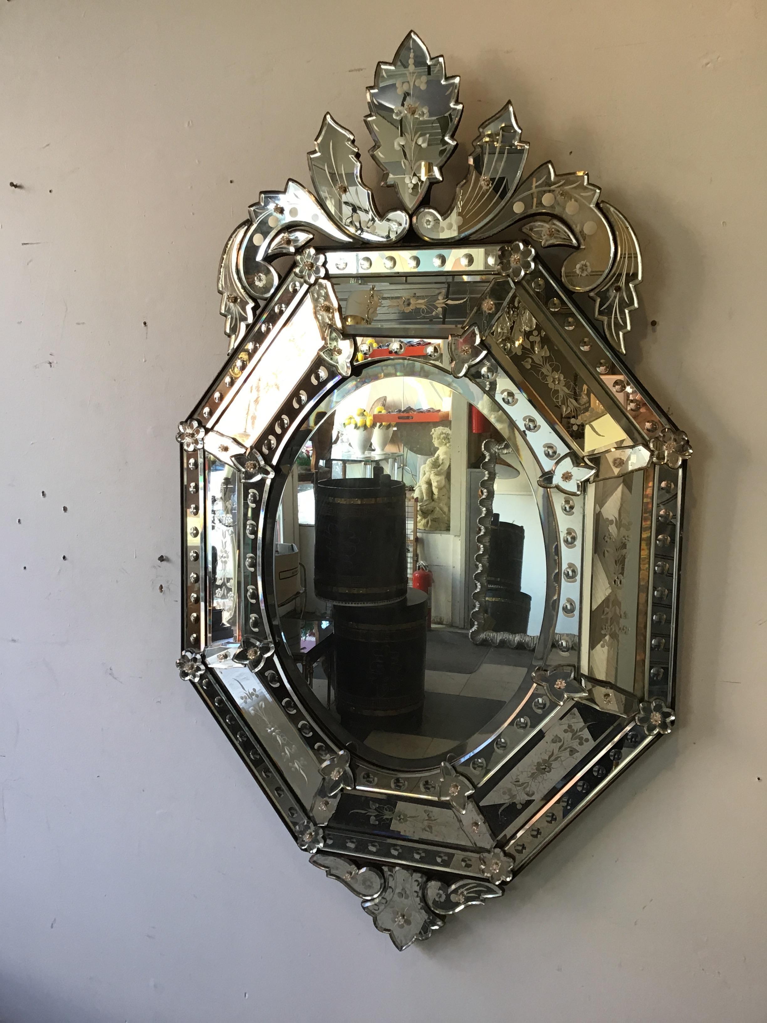 1950s octagonal Venetian mirror. From. Southampton, NY estate.