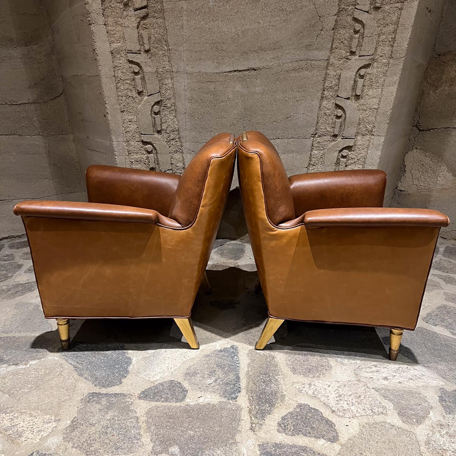 1950s Octavio Vidales Chairs Leather and Mahogany Mexico City For Sale 3