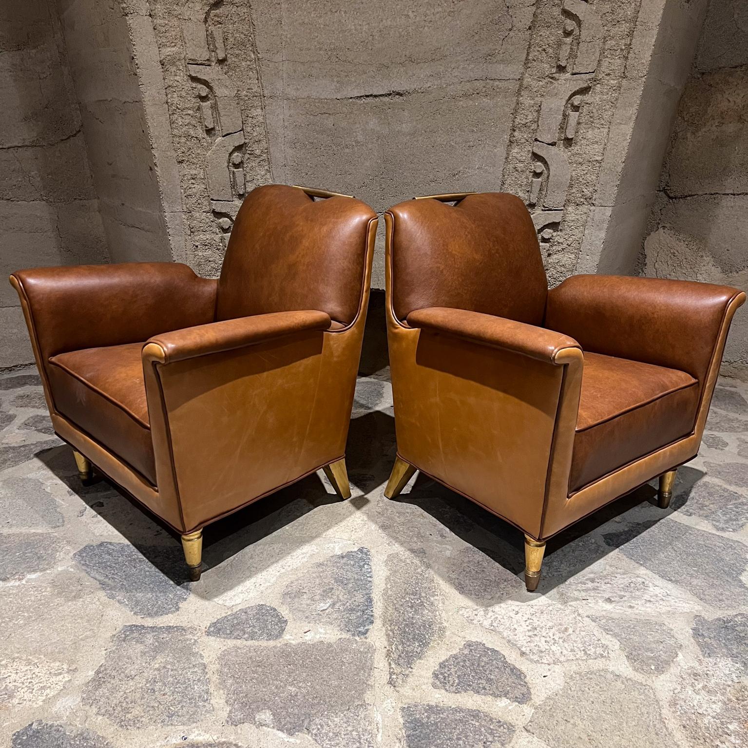 1950s Octavio Vidales Chairs Leather and Mahogany Mexico City For Sale 7
