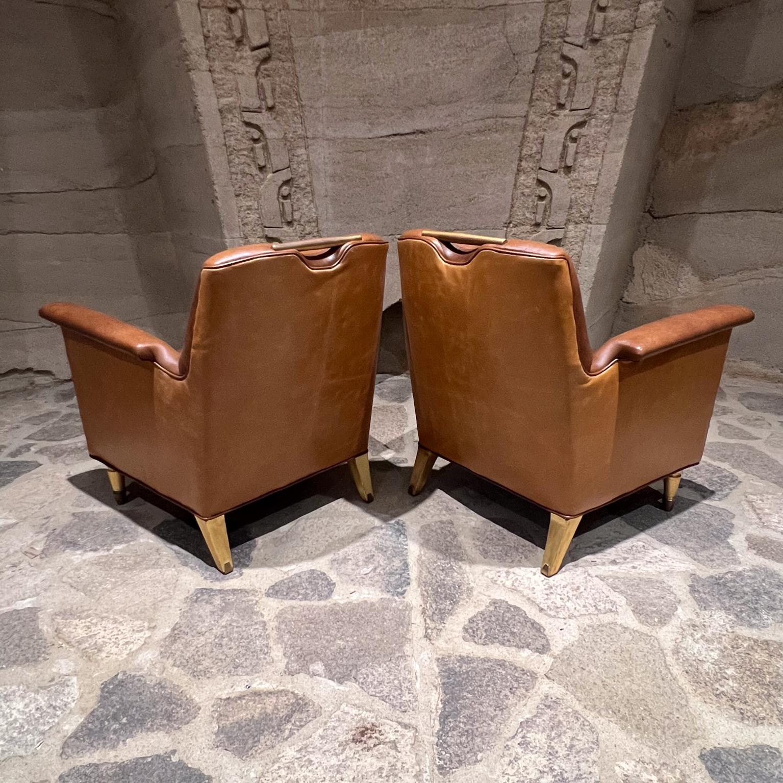 1950s Octavio Vidales Chairs Leather and Mahogany Mexico City For Sale 2