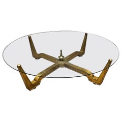 Mesa de centro Octavio Vidales de los años 50 Caoba y pan de oro México