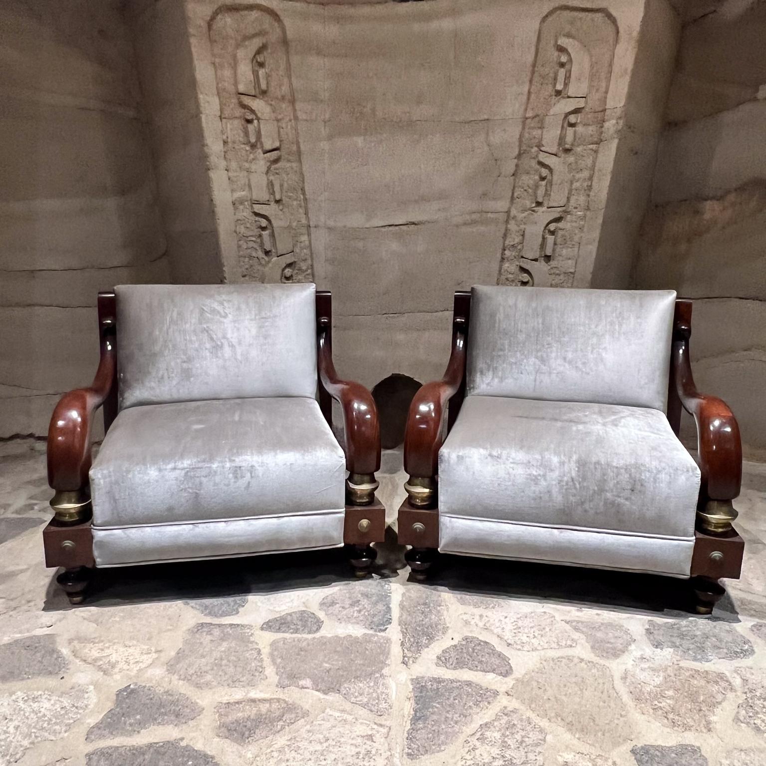 1950s Octavio Vidales Regal Mahogany Armchairs Mexico City For Sale 5