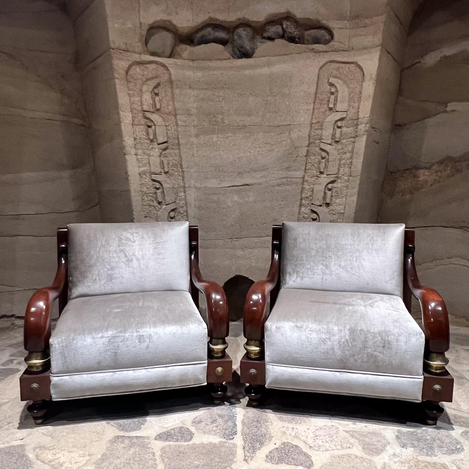 1950s Octavio Vidales Regal Mahogany Armchairs Mexico City For Sale 6