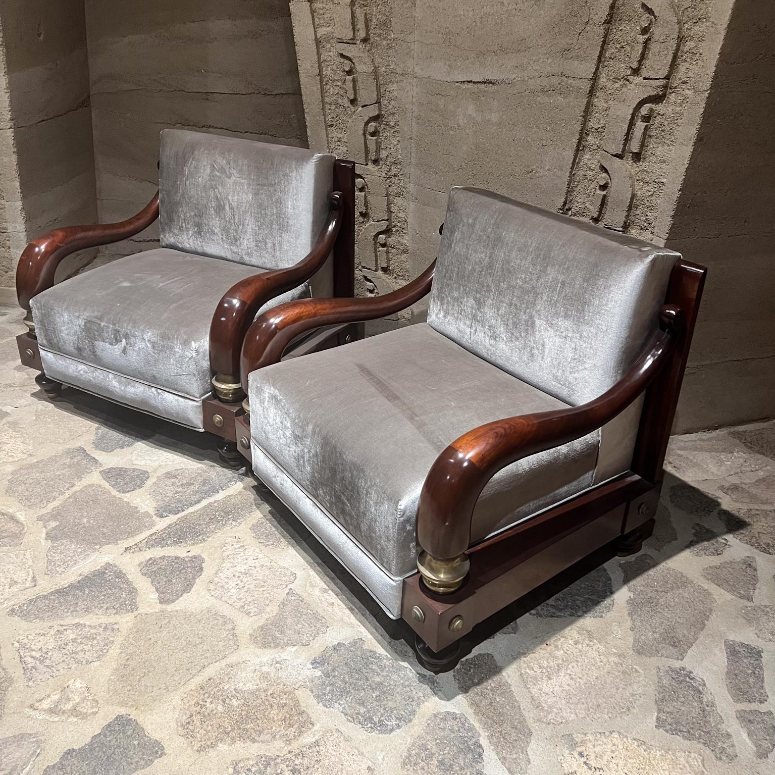 1950s Octavio Vidales Regal Mahogany Armchairs Mexico City For Sale 7