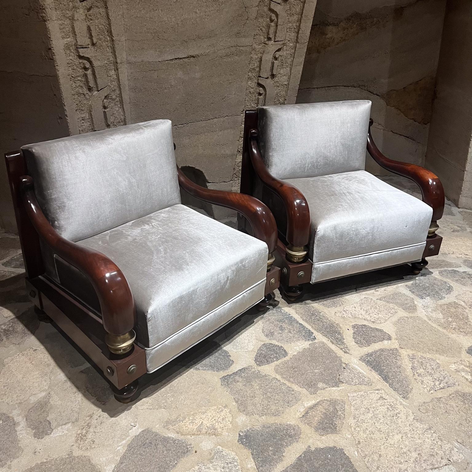 1950s Octavio Vidales Regal Mahogany Armchairs Mexico City For Sale 8
