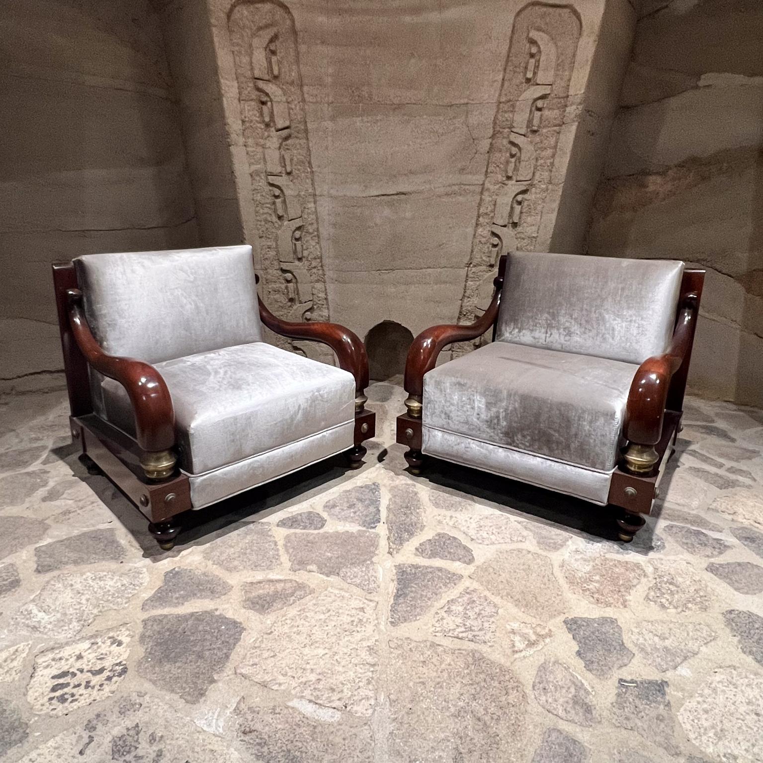 Mid-20th Century 1950s Octavio Vidales Regal Mahogany Armchairs Mexico City For Sale