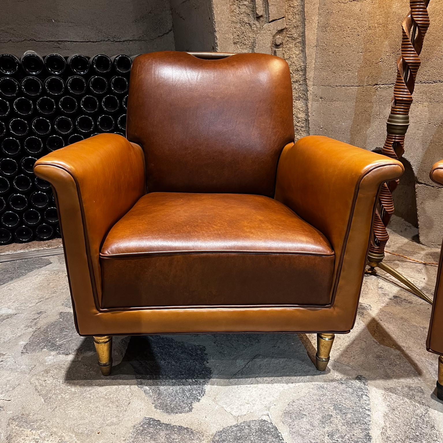 Mid-Century Modern Octavio Vidales Muebles Johrvy  Two Leather Chairs Mexico City1950s For Sale